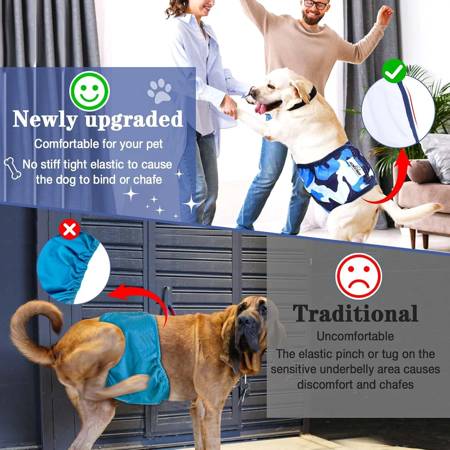 شکم بند سگ نر، بسته 5 عددی، پوشک سگ قابل شستشو، دورپیچ ادرار سگ نر قابل استفاده مجدد به همراه 5 عدد پد پوشک سگ برای سگ های مبتلا به بی اختیاری ادرار یا ادرار هیجانی و آموزش، سایز S