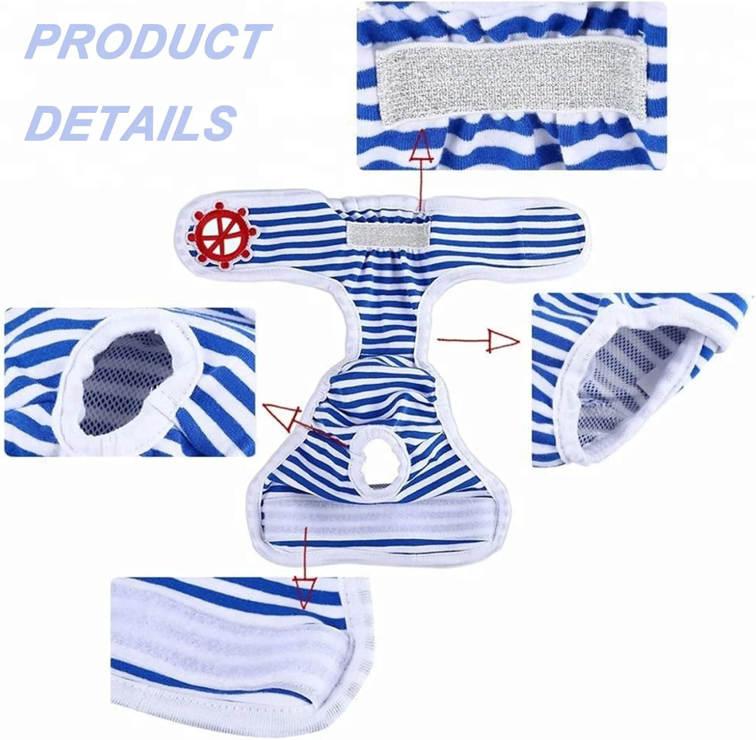 ست 3 عددی پوشک سگ قابل شستشو، لباس زیر سگ قابل استفاده مجدد، نوار شکمی برای سگ های نر و ماده با چسب نر و ماده، پوشک الاستیک سگ برای تدی، کورگی جوان، بولداگ فرانسوی