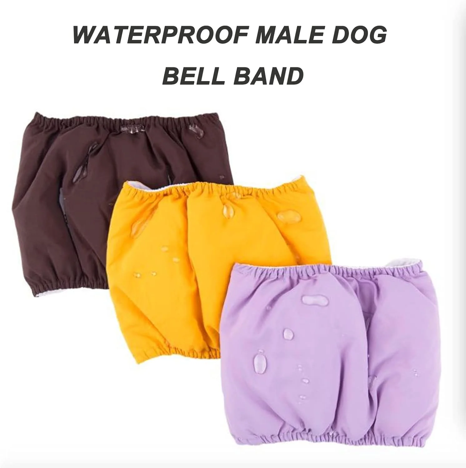 ست 3 عددی پوشک سگ نر قابل شستشو، پوشک بادوام سگ با بند چسبی قابل تنظیم، نوار شکمی ضد آب و قابل استفاده مجدد برای سگ های نر