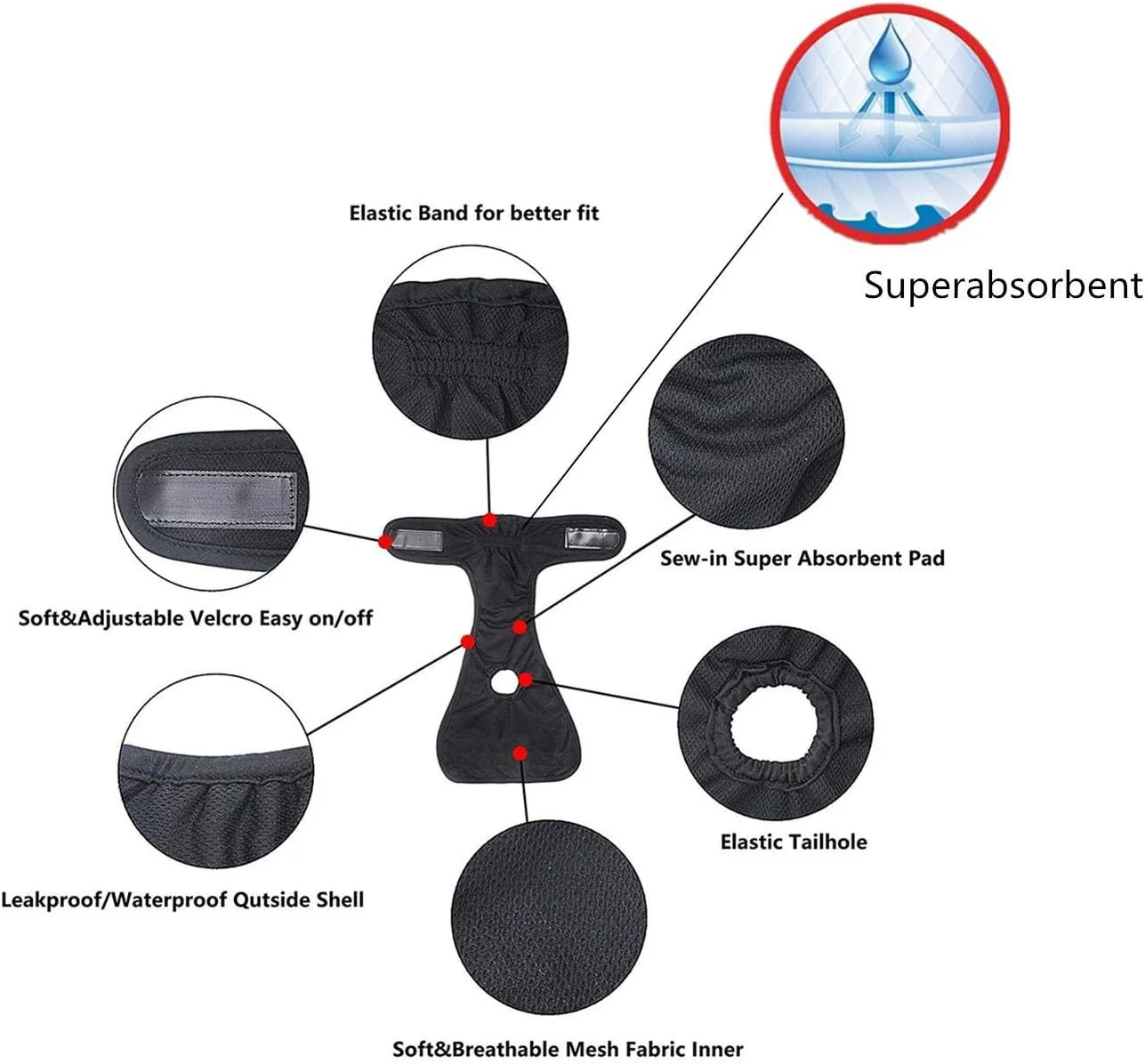 شورت بهداشتی سگ قابل شستشو و تنظیم سایز