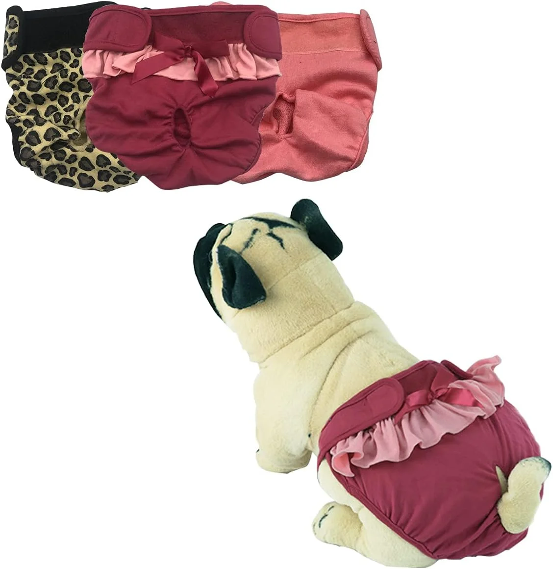 پوشک سگ ماده قابل شستشو (بسته 3 عددی) پوشک سگ بادوام و بسیار جاذب، پوشک سگ ممتاز قابل تنظیم برای نژادهای کوچک، متوسط ​​و بزرگ