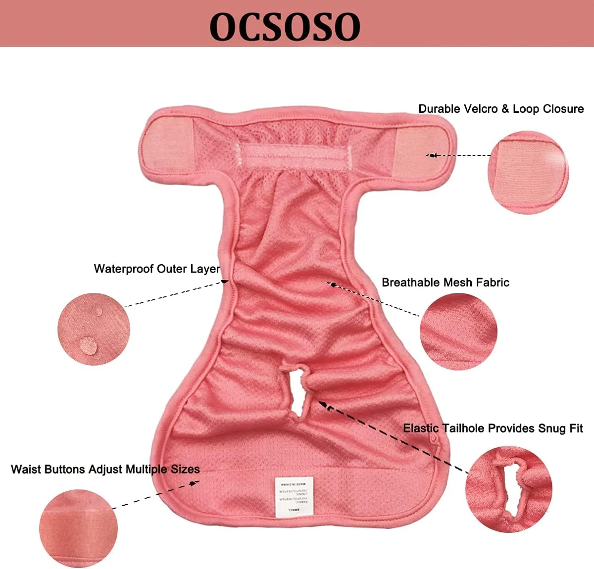 پوشک سگ ماده قابل شستشو (بسته 3 عددی) پوشک سگ بادوام و بسیار جاذب، پوشک سگ ممتاز قابل تنظیم برای نژادهای کوچک، متوسط ​​و بزرگ