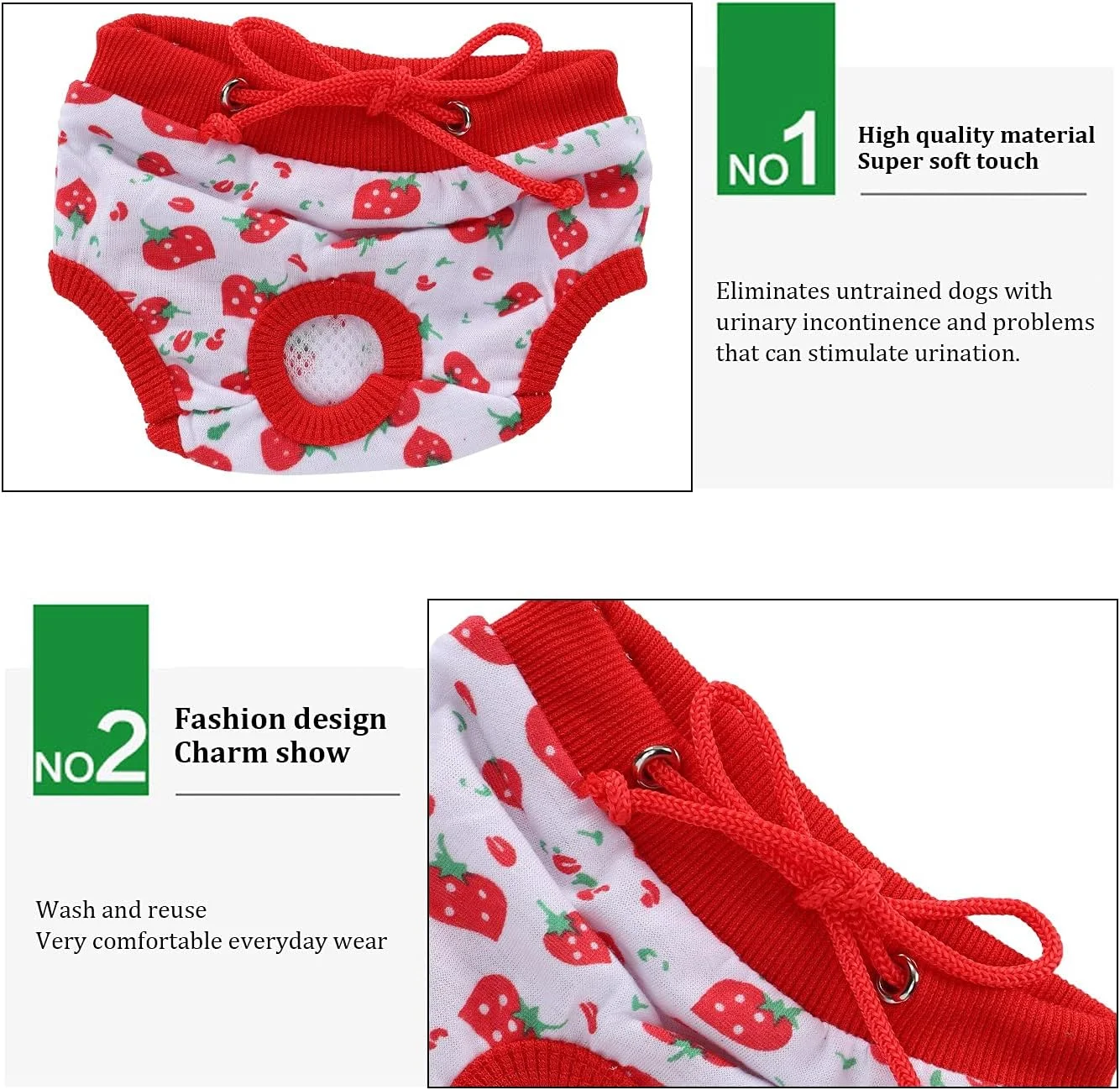 پوشک خوک قابل شستشو، پوشک خوک ماده با بند قابل تنظیم، شلوار فیزیولوژیکی خوک خانگی، لباس زیر بهداشتی خوک با طرح توت فرنگی، پوشک های قابل استفاده مجدد