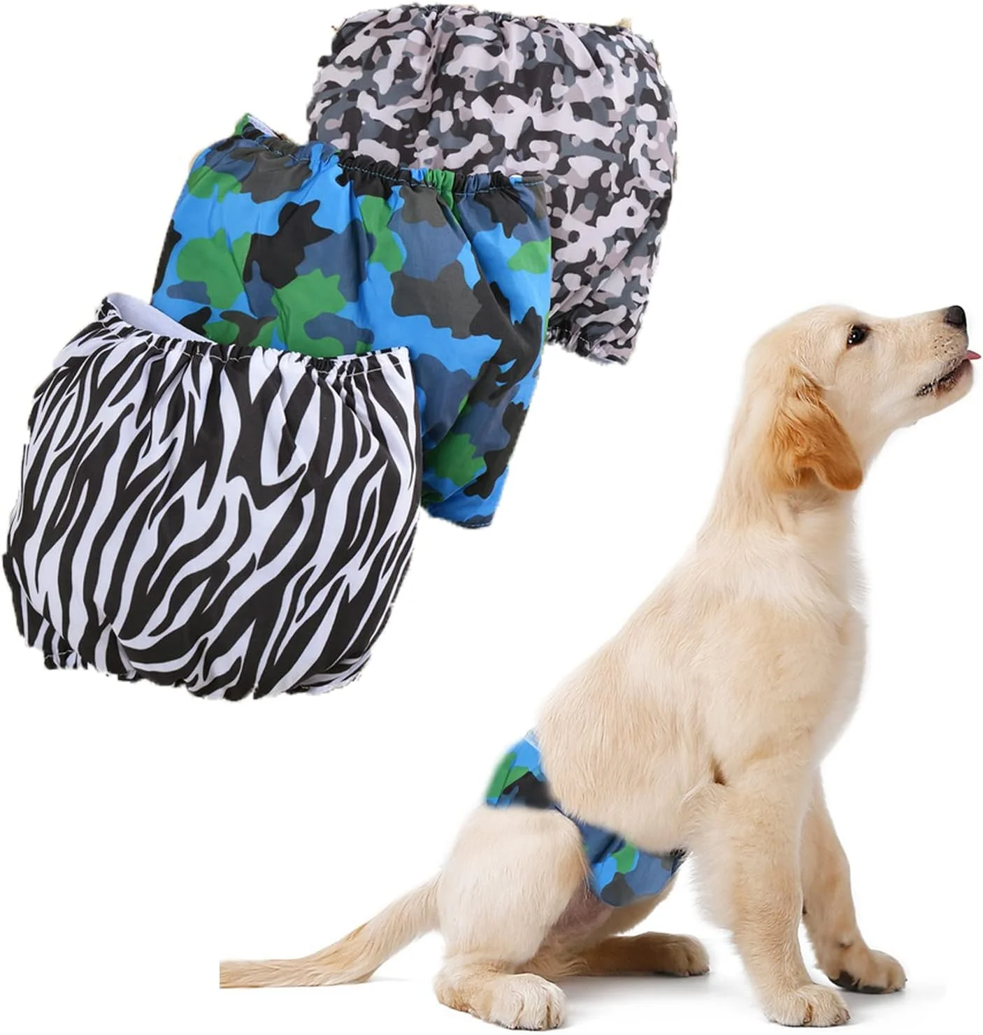 ست 3 عددی پوشک سگ نر قابل شستشو، پوشک سگ نر تنفسی با بند چسبی قابل تنظیم، شکم بند ضد آب و قابل استفاده مجدد برای سگ های نر