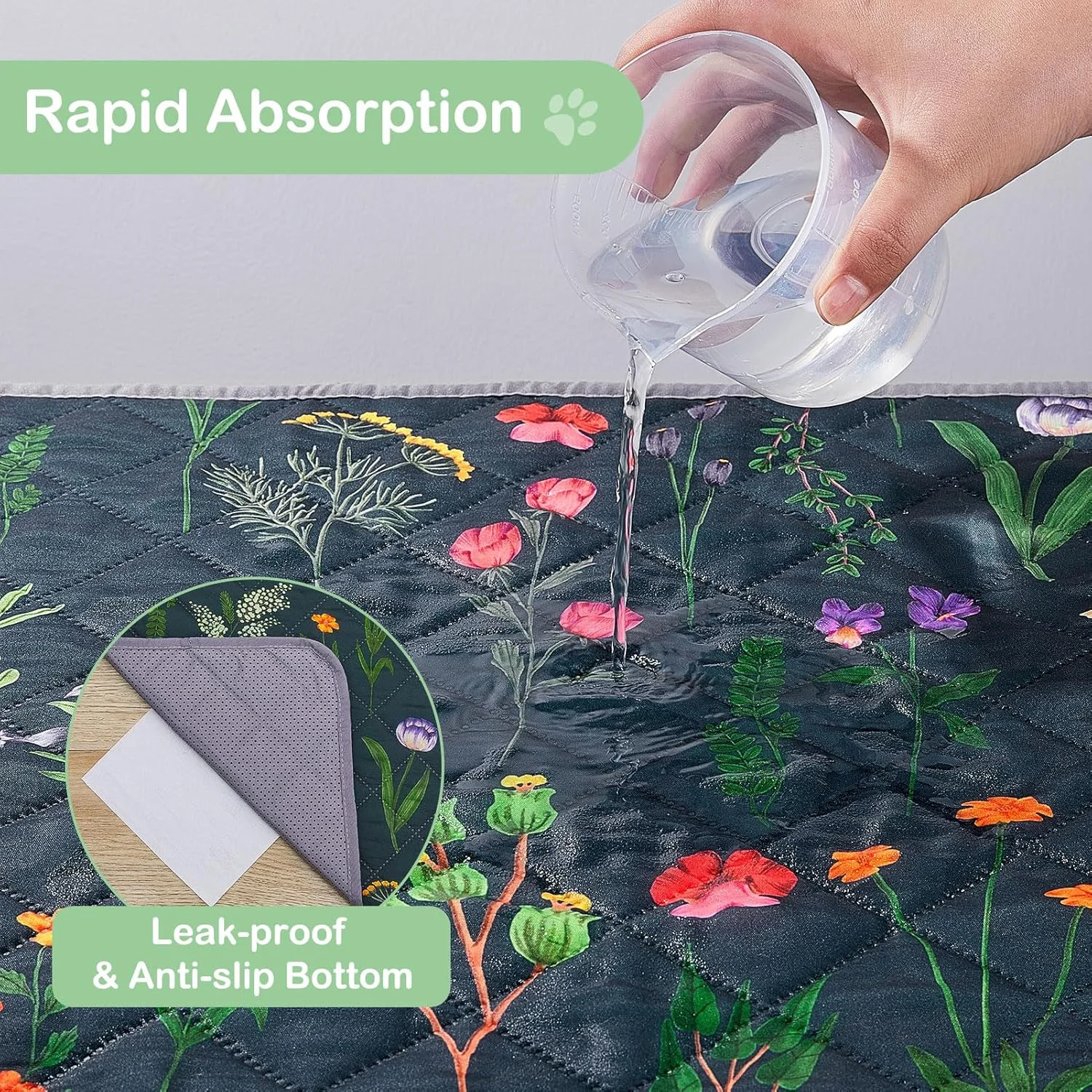 پدهای ادرار شوی برای سگ ها، بسته 2 عددی پدهای ادرار فوق العاده جاذب برای سگ ها پدهای ادرار قابل استفاده مجدد برای سگ ها بزرگ 100% ضد آب پدهای توله سگ پدهای آموزشی حیوانات خانگی برای دستشویی، پارک بازی، جعبه، مبل، ماشین، 18 اینچ در 24 اینچ