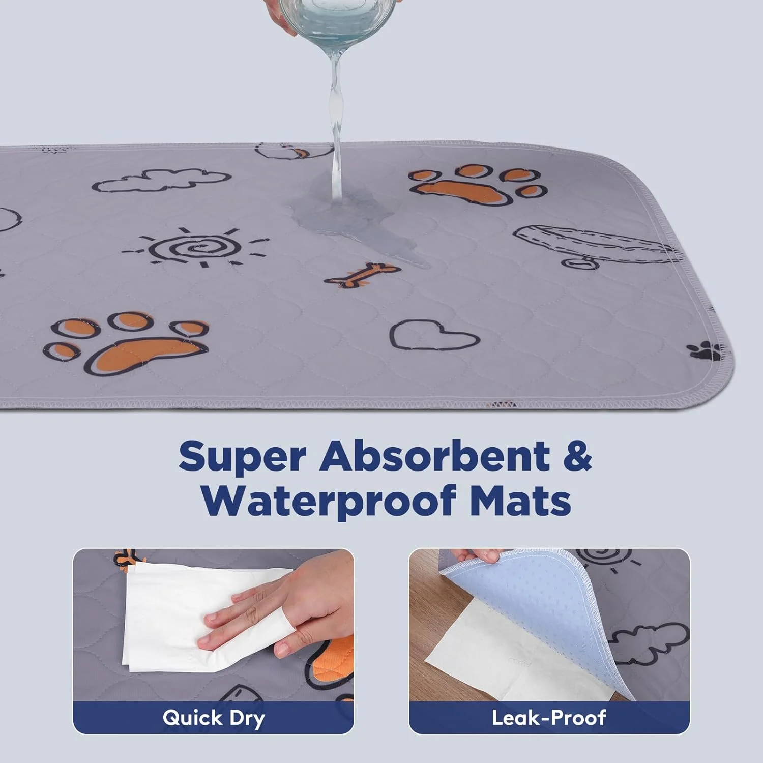 پدهای ادرار شوی سگ، فوق العاده بزرگ 72"x72"، پدهای آموزشی سگ قابل استفاده مجدد و فوق العاده جاذب، تشک سگ بزرگ 100% ضد آب و ضد لغزش برای آموزش، زایمان، تربیت در خانه، بی اختیاری، پارک بازی، باکس