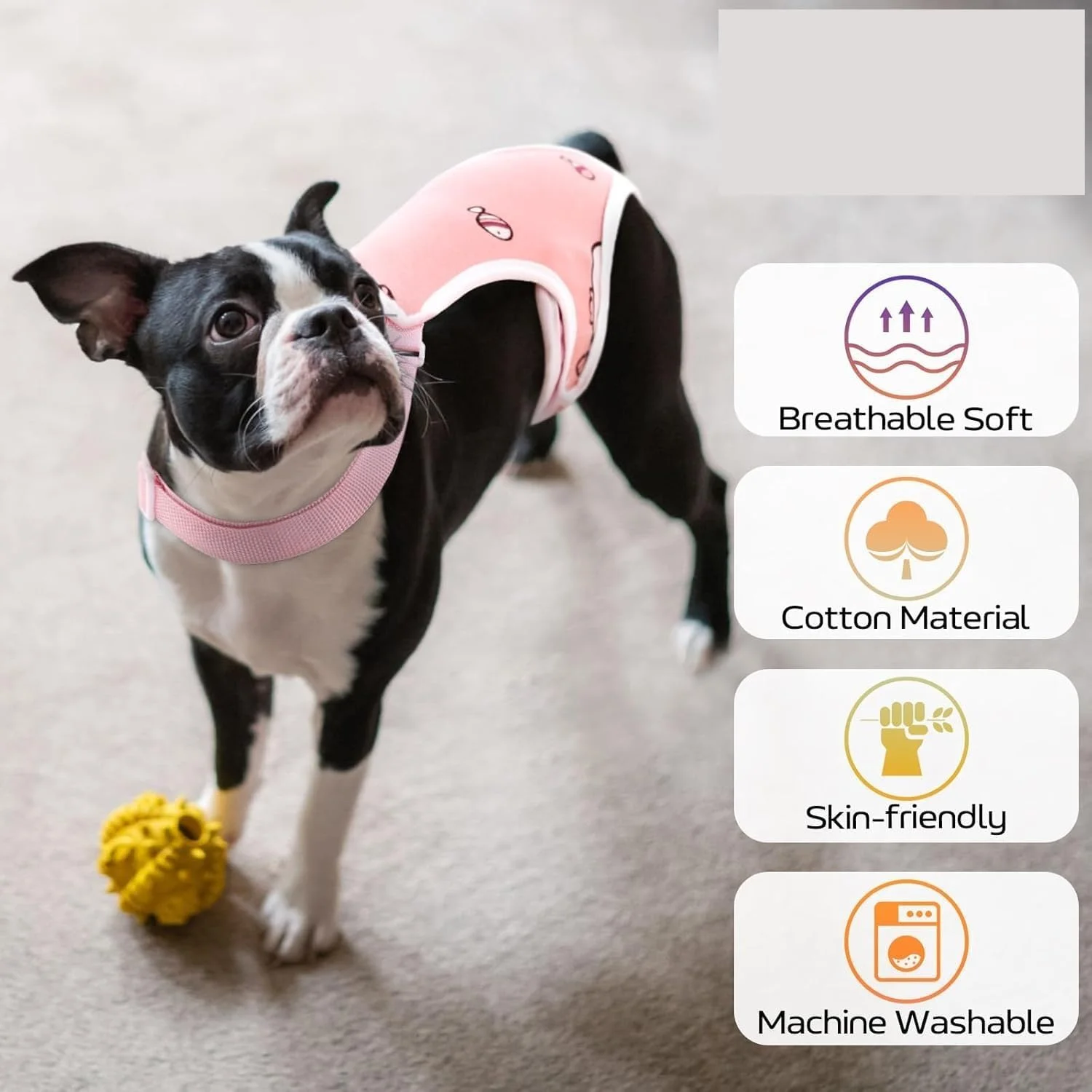 شورت بهداشتی سگ ماده قابل شستشو با بند قابل تنظیم، شورت پریودی سگ قابل استفاده مجدد، لباس زیر پوشکی حیوانات خانگی برای سگ های ماده در فصل گرما (ماهی صورتی، M، تعداد، 1 عدد)