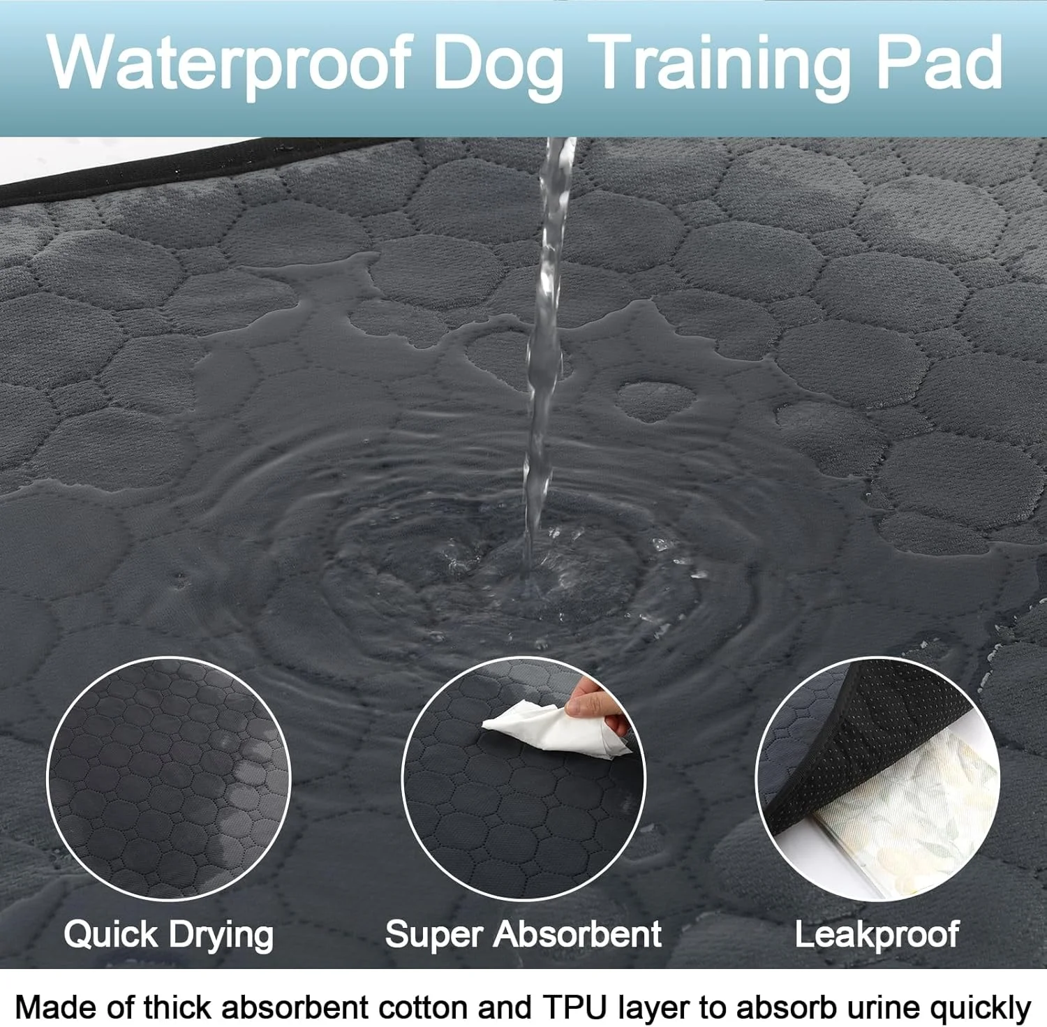 پک 2 عددی پد سگ قابل شستشو، 100 x 75 سانتی متر، زیرانداز فوق العاده جاذب پی پی برای سگ ها، پدهای آموزش سگ قابل استفاده مجدد، پتوی سگ، ضد آب، ضد لغزش، زیرانداز سگ برای کف، مبل، ماشین، مسافرت
