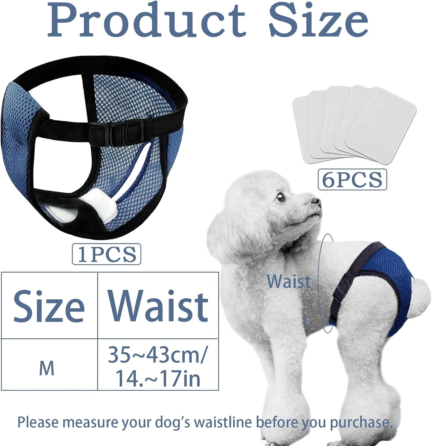 شورت قاعدگی سگ، شورت قاعدگی برای سگ ها، شلوار سگ ماده، پدهای سگ قابل شستشو و قابل تنظیم برای دوران قاعدگی به همراه 6 پد بهداشتی برای سگ های ماده در دوران فحلی، شلوار محافظ خونریزی ماهانه (M)