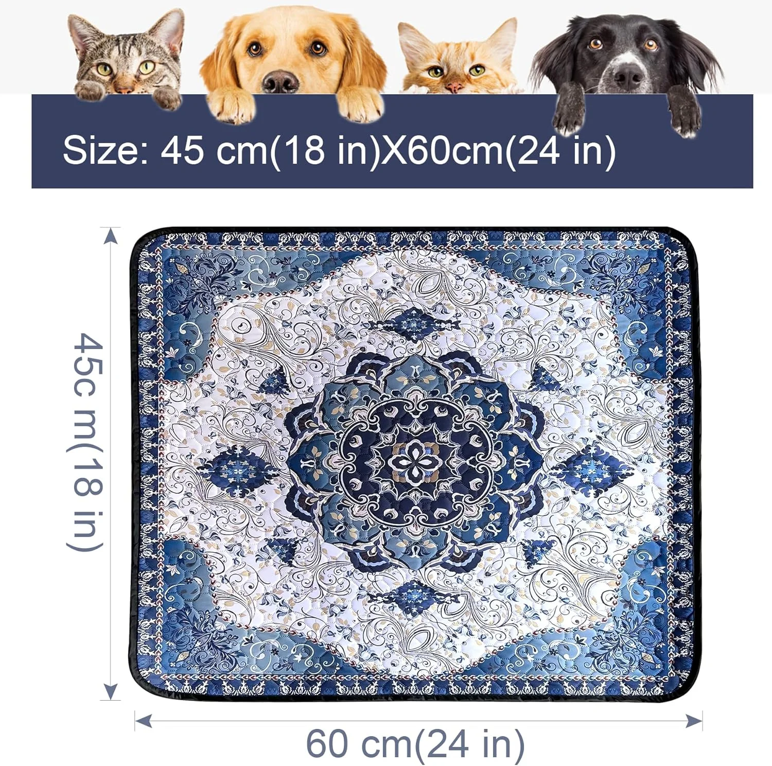 پدهای ادرار شوی سگ، ARVINKEY بسته 2 عددی پد آموزشی ضخیم با قابلیت جذب بالا و قابل استفاده مجدد برای توله سگ و سگ مسن، پدهای آموزشی ضد آب حیوانات خانگی برای پارک بازی توله سگ، قفس، جعبه زایمان، 45 × 60 سانتی متر