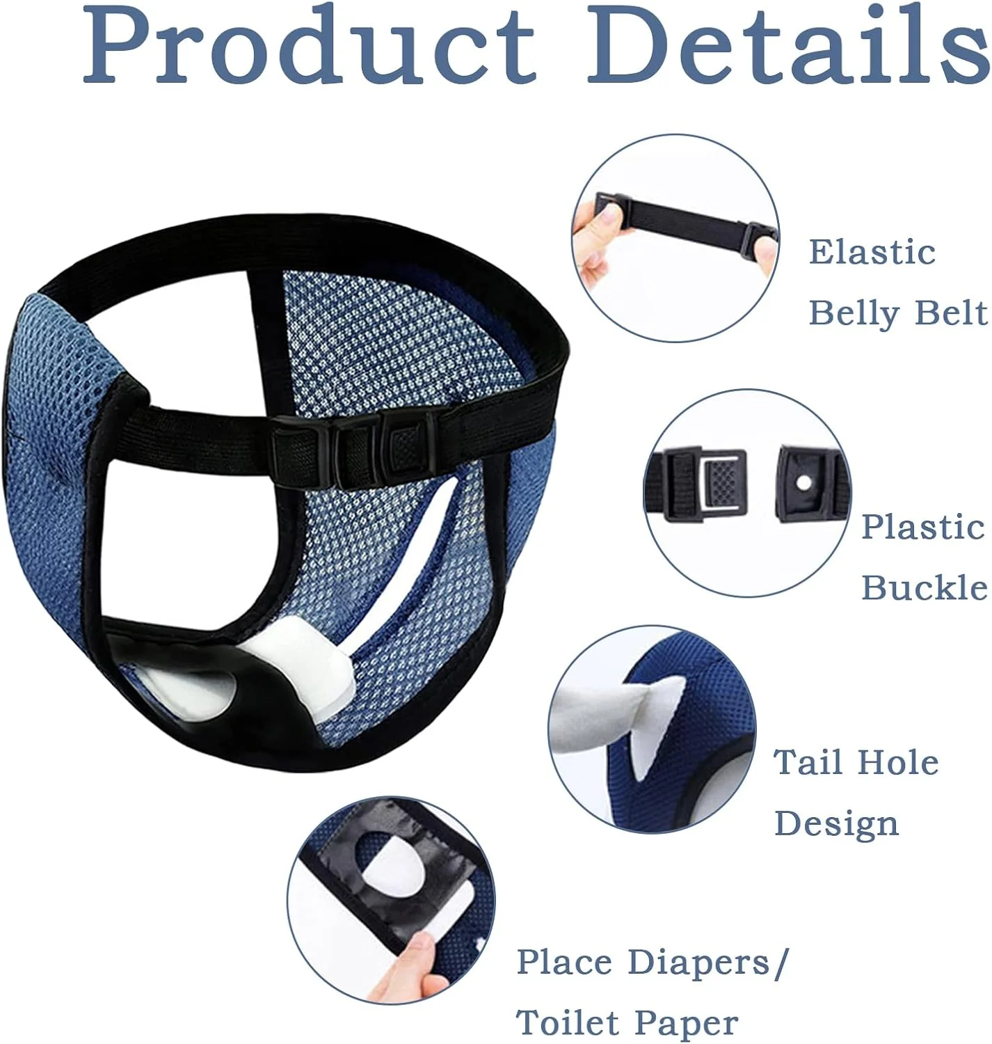 شورت قاعدگی سگ، شورت قاعدگی برای سگ ها، شلوار سگ ماده، پدهای سگ قابل شستشو و قابل تنظیم برای دوران قاعدگی به همراه 6 پد بهداشتی برای سگ های ماده در دوران فحلی، شلوار محافظ خونریزی ماهانه (M)