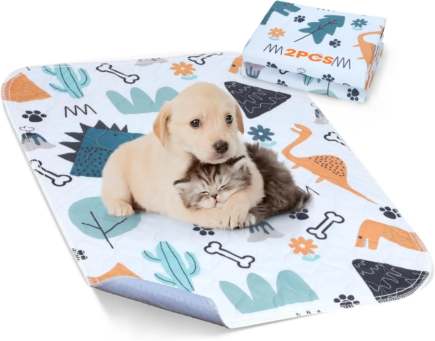 پدهای ادرار شوی سگ، بسته 2 عددی کوچک 18"x24" فوق العاده جاذب پدهای توله سگ قابل استفاده مجدد پدهای آموزش حیوانات خانگی، 100٪ ضد آب و بدون لغزش پدهای ادرار توله سگ پدهای زایمان سگ لوازم ضروری توله سگ
