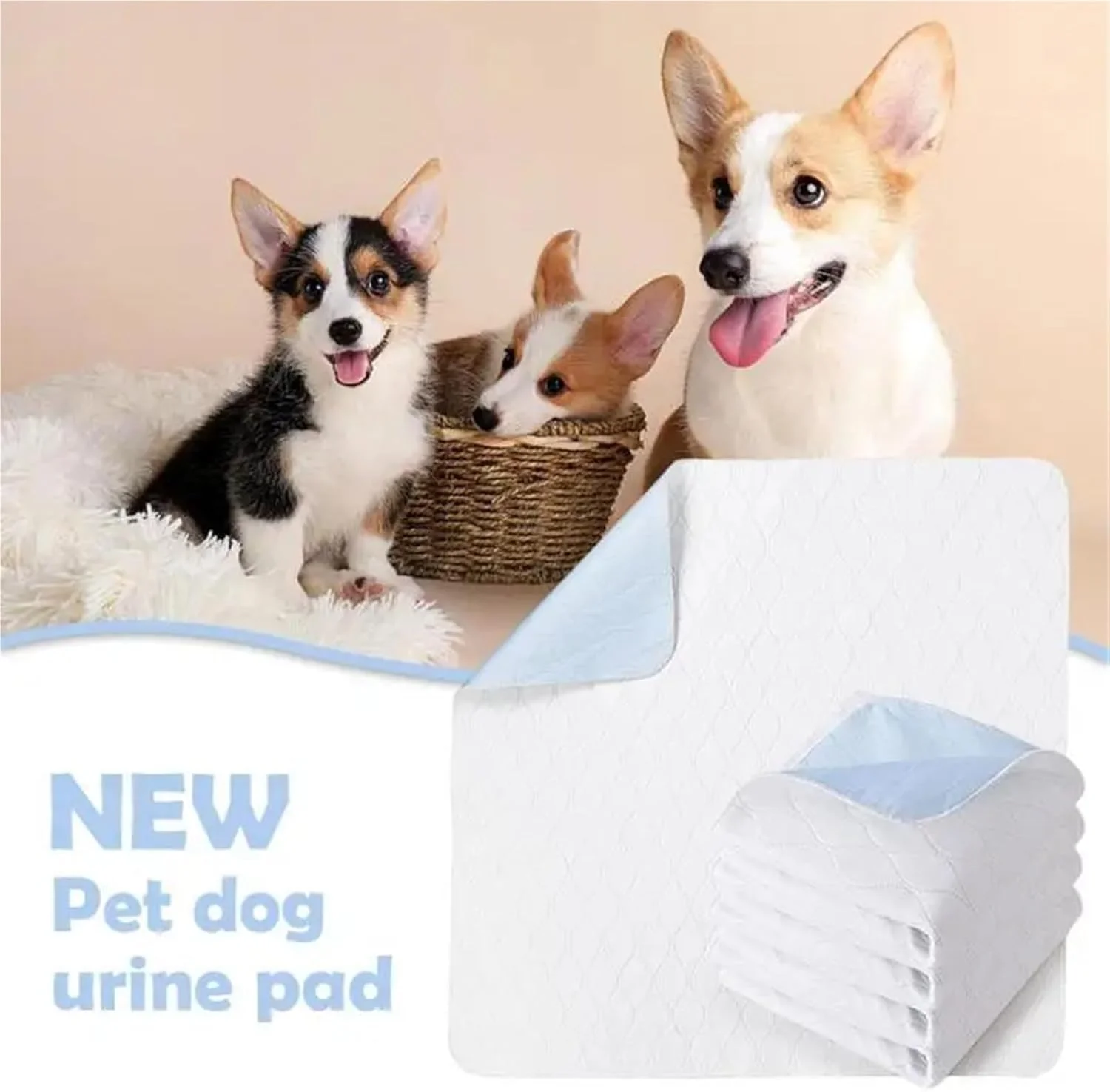 پد ادرار شوی سگ، پوشک جاذب حیوانات خانگی، پد ادرار ضخیم سگ، تشک سگ قابل شستشو، پد قابل استفاده مجدد، پوشک خوشبو کننده و تمیز کننده گربه، لوازم حیوانات خانگی، 1 عدد (بزرگ-91.4 x 91.4 سانتی متر)