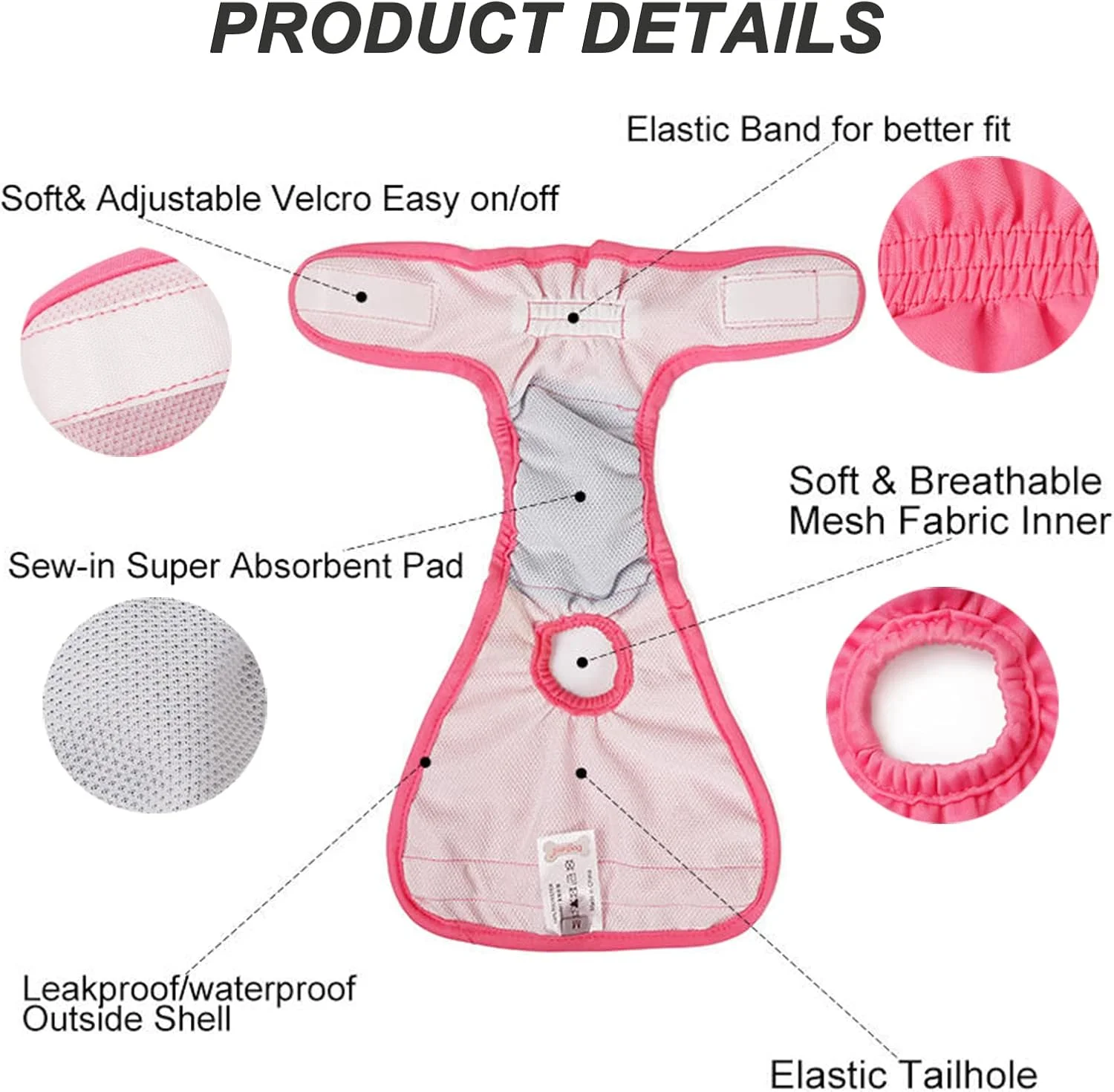 3 عدد پوشک سگ قابل شستشو، پوشک سگ بسیار جاذب برای سگ های ماده، کمربند شکمی سگ برای سگ ها در دوره فحلی، بی اختیاری ادرار یا ادرار هیجانی