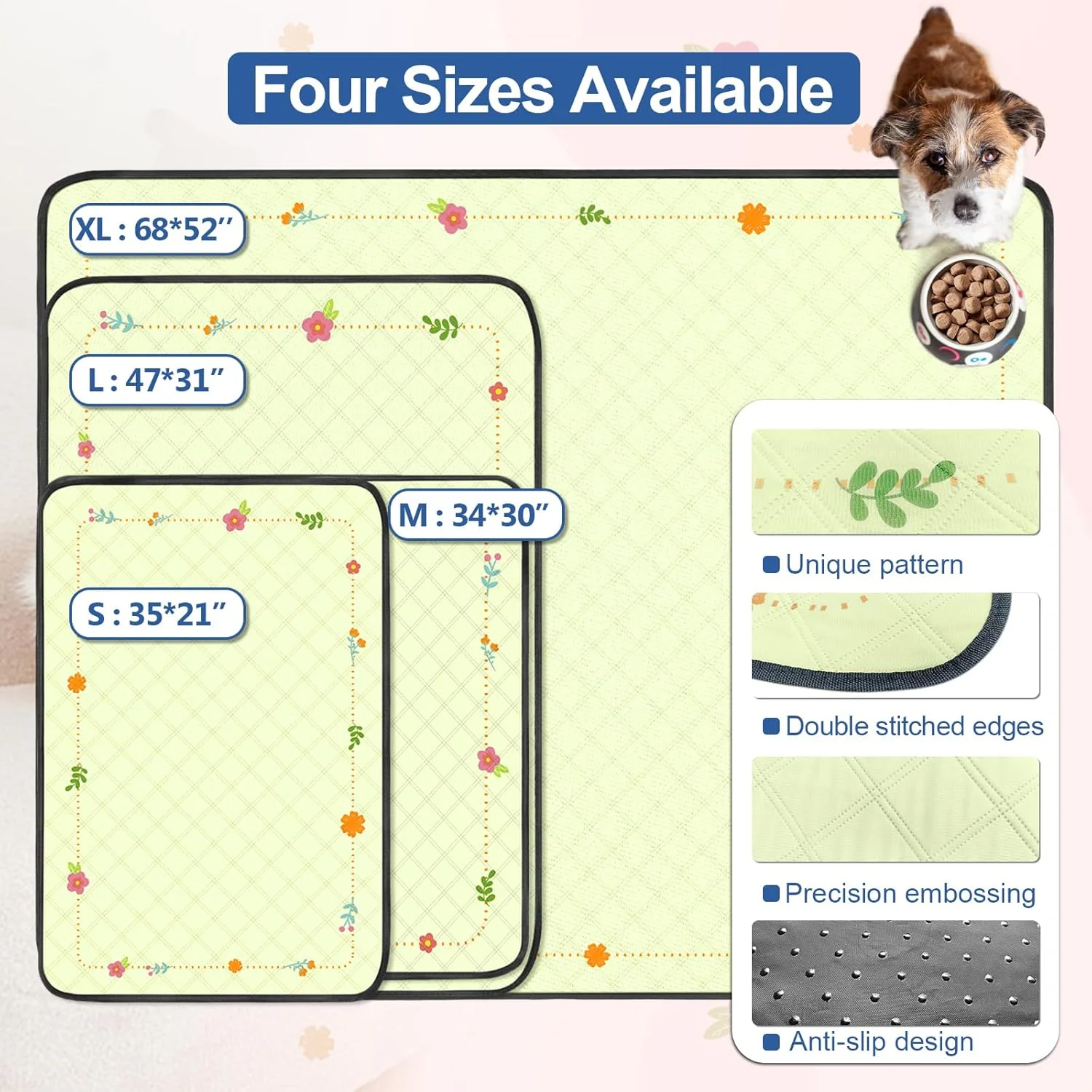 پدهای ادرار شوی سگ، بسته 3 عددی پد توله سگ قابل استفاده مجدد، پدهای آموزش ادرار جاذب و ضد نشت سگ، زیراندازهای آموزشی ضد لغزش مناسب برای ادرار توله سگ، قفس خرگوش، محوطه خوکچه هندی (زرد، S:35:21")