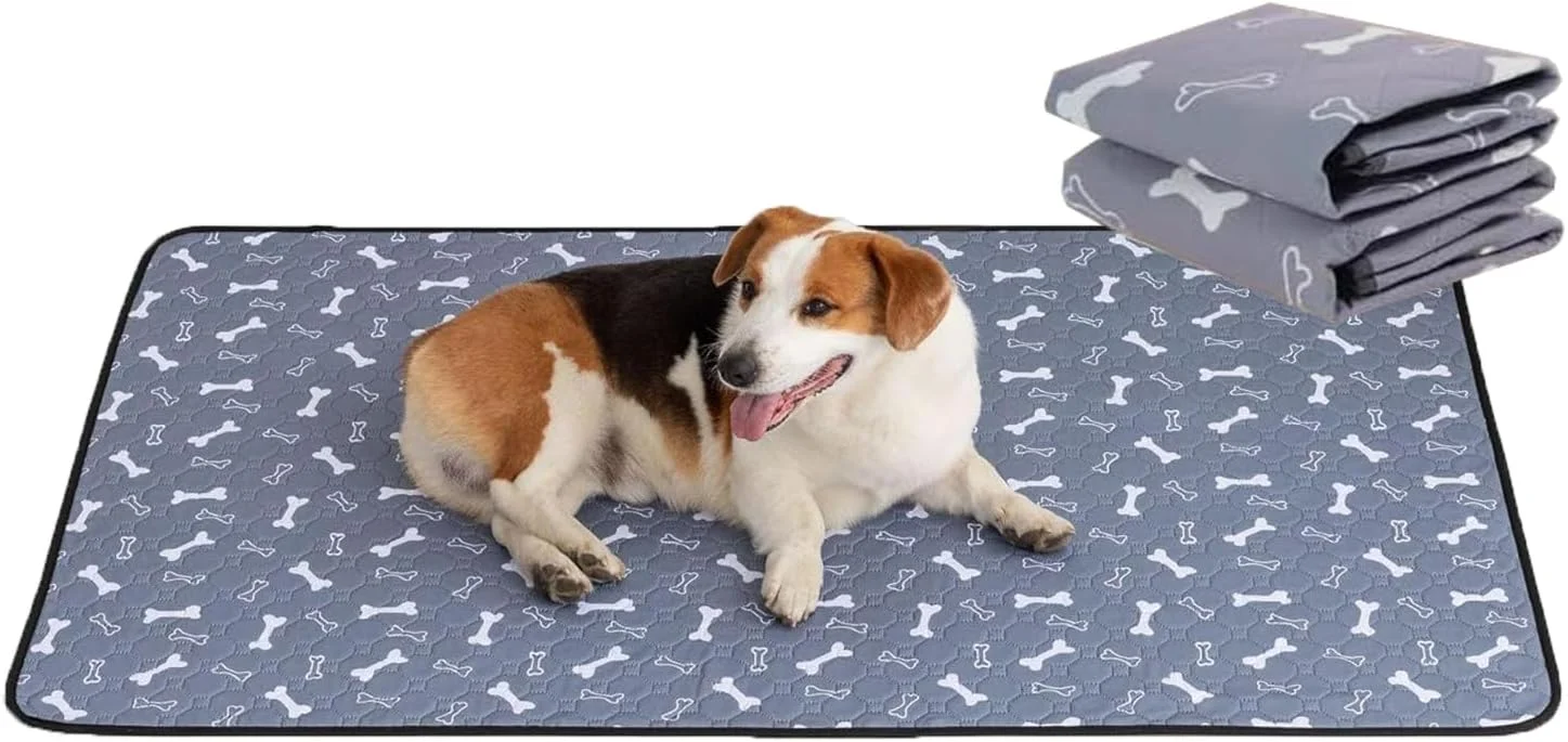 پد سگ قابل شستشو 2 عددی، 70x100 سانتی متر پد آموزشی بزرگ ضد آب سگ، پد سگ قابل استفاده مجدد برای خانه، ماشین، مسافرت، خاکستری