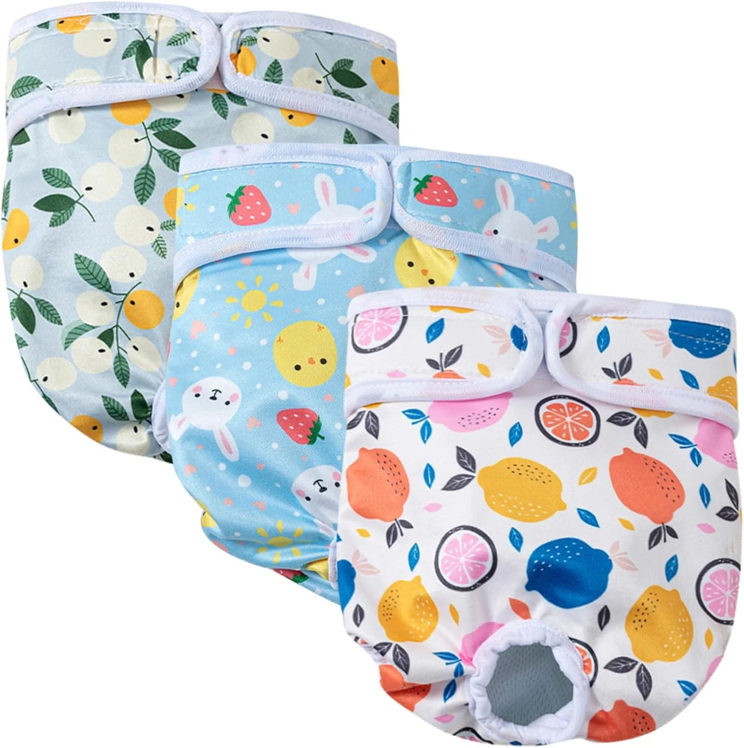 ست ۳ عددی پوشک سگ ماده قابل شستشو، شورت پریودی قابل استفاده مجدد و جاذب برای سگ های فحل، پوشک بهداشتی قابل تنظیم برای توله سگ های آموزش ندیده و بی اختیاری ادرار (M)