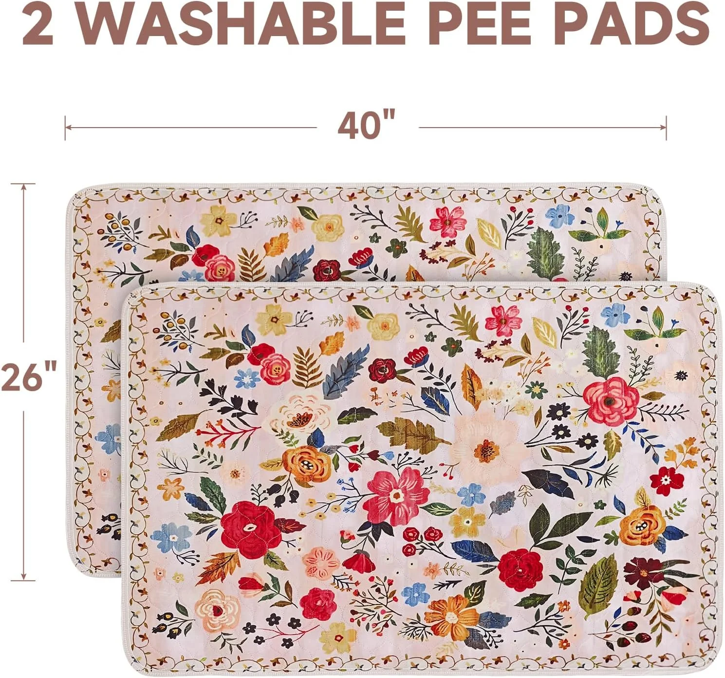 پدهای ادرار قابل شستشو برای سگ، بسته 2 عددی پدهای توله سگ قابل استفاده مجدد 101x66 سانتی متر، فوق العاده جاذب و سریع خشک شونده، پدهای آموزشی سگ ضد آب و ضد لغزش برای جعبه، کف، مبل (باغ صورتی، 101x66 سانتی متر (بسته 2 عددی))