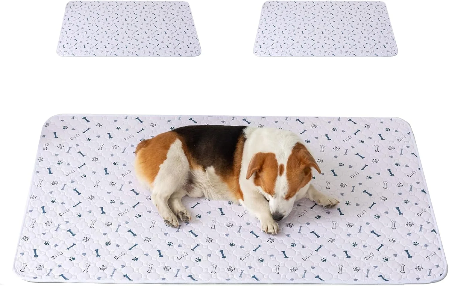 پد ادرار سگ قابل شستشو، بسته 2 عددی، 70x100 سانتی متر، پد آموزشی ضد آب بزرگ برای سگ، پد سگ قابل استفاده مجدد برای خانه، ماشین، مسافرت - سفید