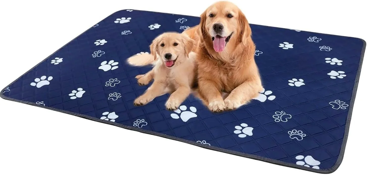 پدهای آموزشی سگ WapaW فوق العاده جاذب، قابل شستشو و استفاده مجدد - پد ادرار سگ 100% ضد آب از نشت ادرار محافظت می کند، دارای چسبندگی ضد لغزش برای جلوگیری از لغزش و جمع شدن. (آبی، 75 x 90 سانتی متر)