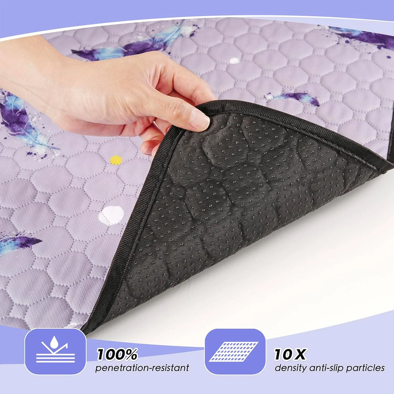 پدهای ادرار قابل شستشو WanpeeGoo برای سگ، بسته 2 عددی پد توله سگ قابل استفاده مجدد، فوق العاده جاذب و ضد نشت، پدهای ادرار ضد لغزش سگ برای آموزش توله سگ و بی اختیاری، طرح برگ 86x160 سانتی متر