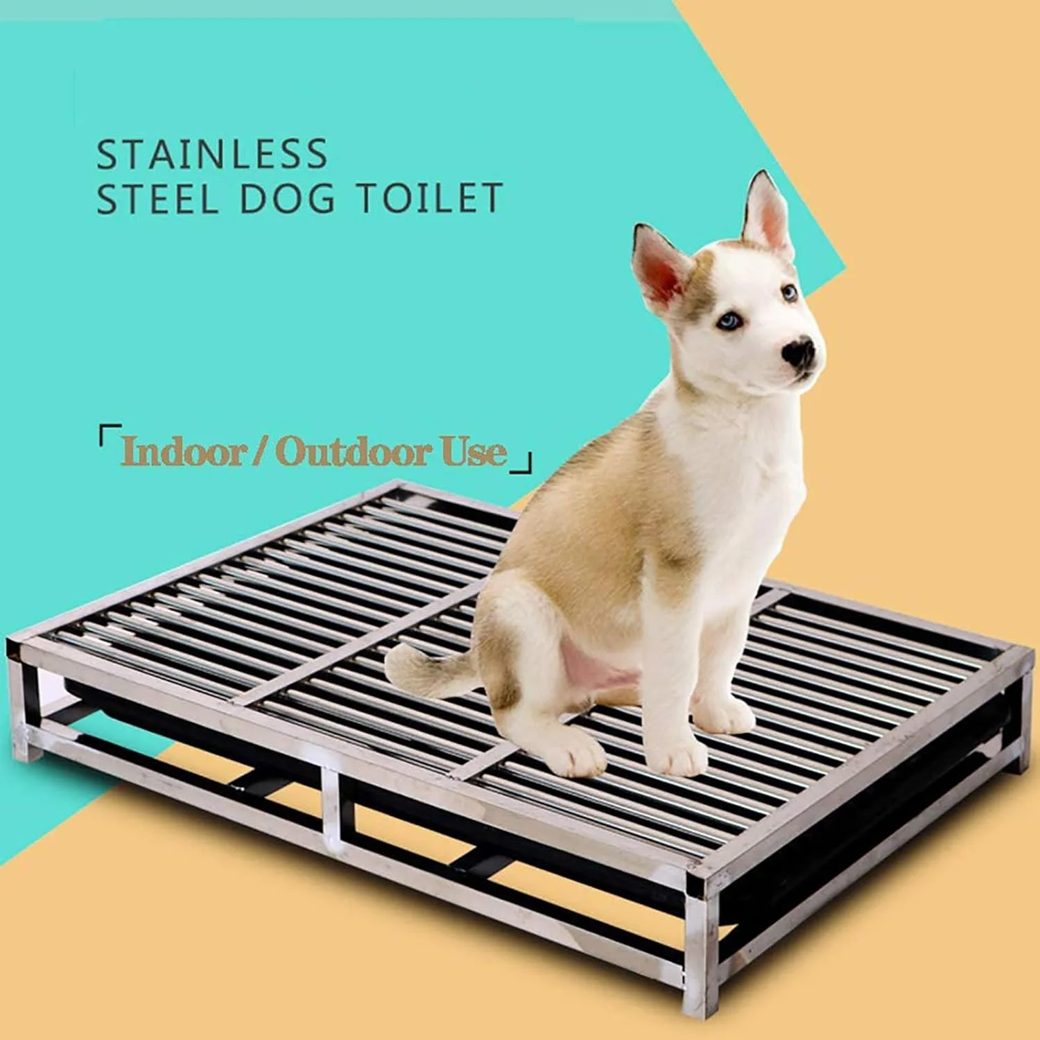 ظرف ادرار سگ استیل ضد زنگ، پد آموزش توالت توله سگ قابل حمل، محافظت از پنجه ها و کف زمین، تمیز کردن و استفاده آسان