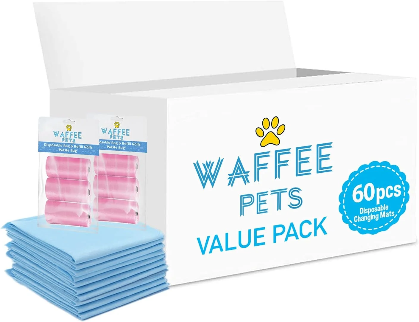 زیرانداز تعویض یکبار مصرف 60 عددی + بسته 2 عددی صورتی (6 رول) 120 کیسه پوشک زیرانداز تعویض یکبار مصرف 60 عددی + بسته 2 عددی صورتی (6 رول) 120 کیسه پوشک