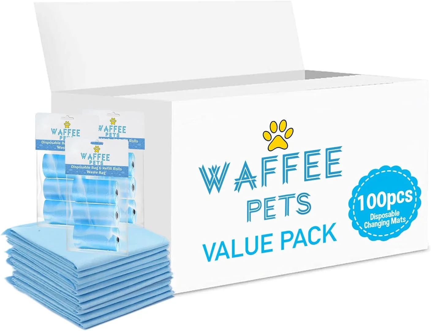 زیرانداز تعویض 100+ بسته 3 عددی پرکننده (9 رول) 180 کیسه پوشک