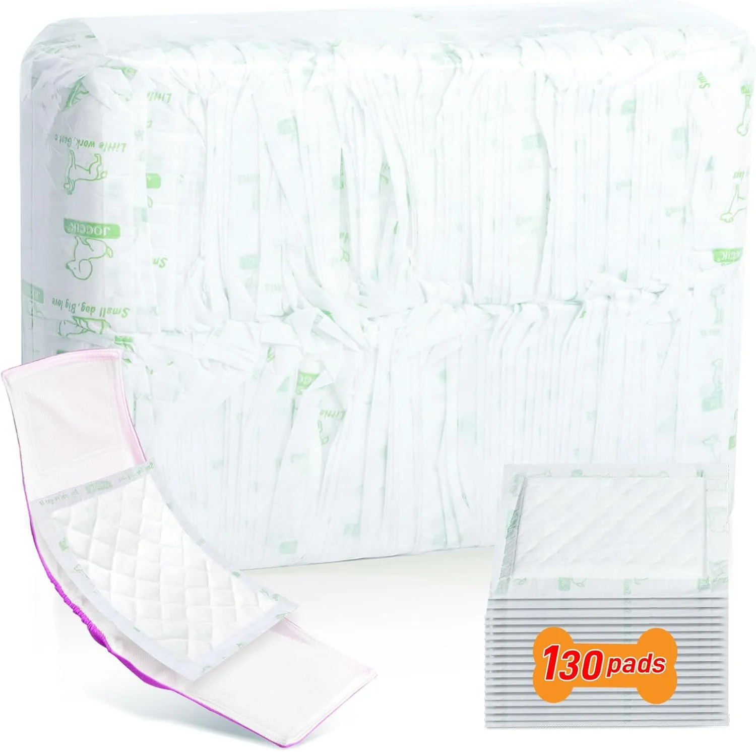 پدهای پوشکی سگ VoagLuk برای سگ های نر و ماده، 130 عدد، پدهای تقویت کننده پوشک سگ یکبار مصرف فوق العاده جاذب که مناسب اکثر شکم بندها و پوشش های حیوانات خانگی هستند (بسیار بزرگ)