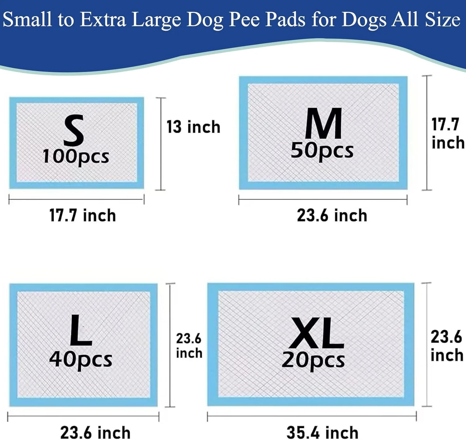 پد ادرار سگ یکبار مصرف، پد آموزش ادرار سگ فوق العاده جاذب و ضد نشت، پد ادرار سگ و توله سگ یکبار مصرف با خشک شدن سریع برای آموزش توالت (100 عدد، S(45X33cm))