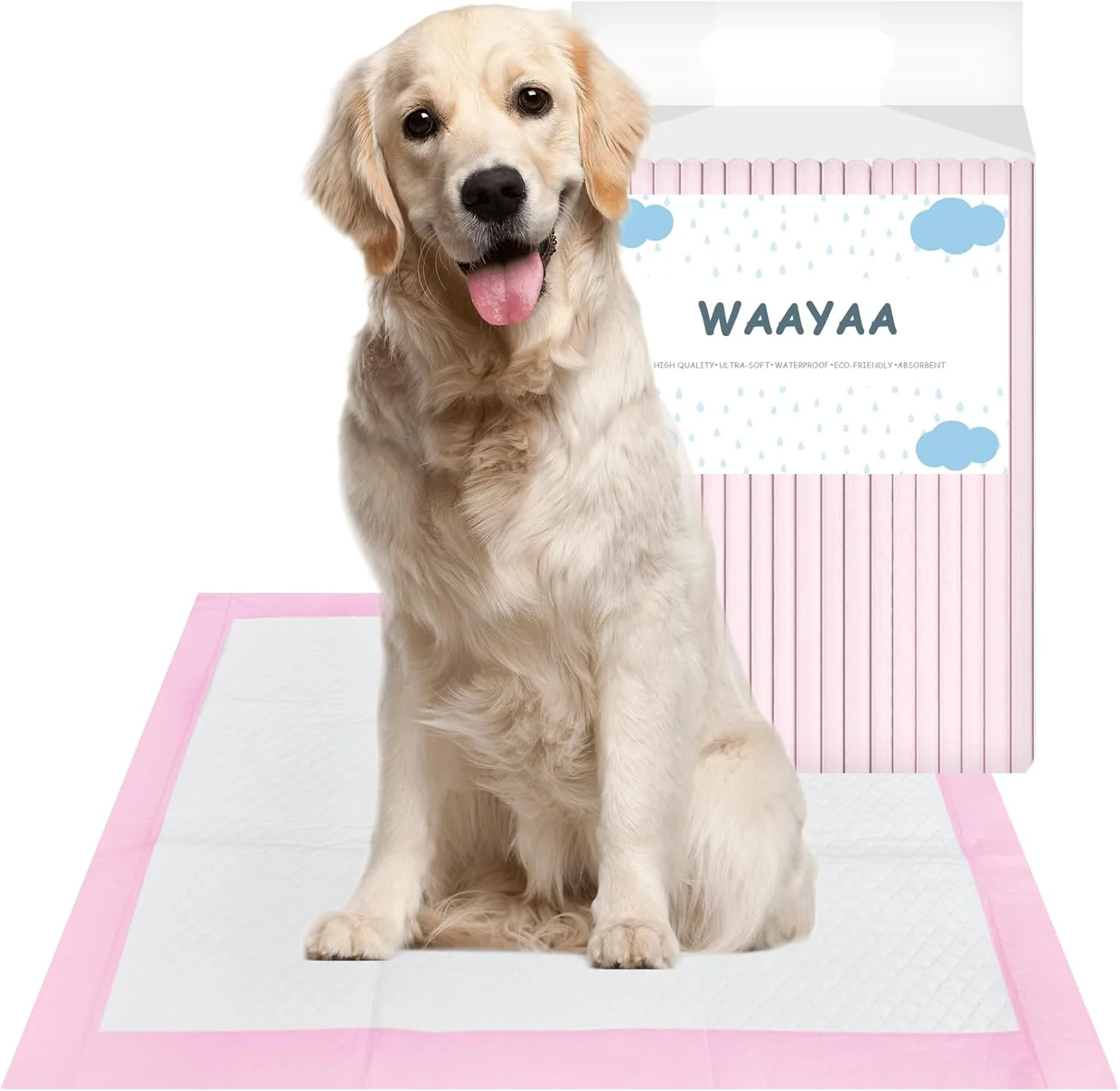 پدهای ادرار سگ WAAYAA، سایز 60 در 60 سانتی متر، مناسب آموزش ادرار، پدهای یکبار مصرف با قدرت جذب فوق العاده و ضد نشت برای کنترل ادرار توله سگ و گربه، طراحی خشک شوندگی سریع سایز خیلی بزرگ برای بی اختیاری - صورتی (20 عدد)