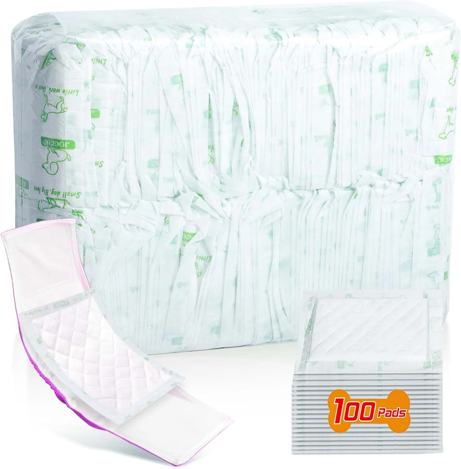 پدهای پوشکی سگ VoagLuk برای سگ های نر و ماده، 100 عدد، پدهای تقویت کننده پوشک سگ یکبار مصرف فوق العاده جاذب، مناسب برای اکثر نوارهای شکمی و پوشش های حیوانات خانگی (بلند)