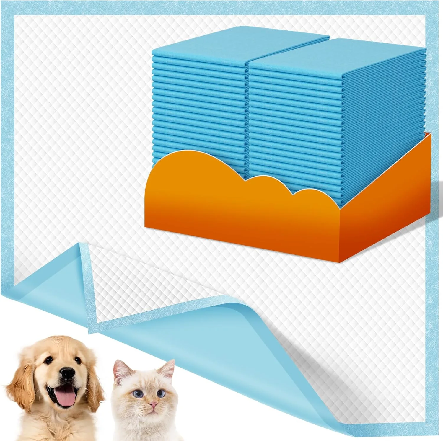 پد ادرار سگ VJJ، سایز 76x76 سانتی‌متر، 60 عدد، پد ادرار بزرگ برای سگ، پد توالت سگ، پد یکبار مصرف ادرار برای سگ، پد آموزش ادرار ضد نشت، ضخیم و فوق العاده جاذب برای سگ، گربه و خرگوش