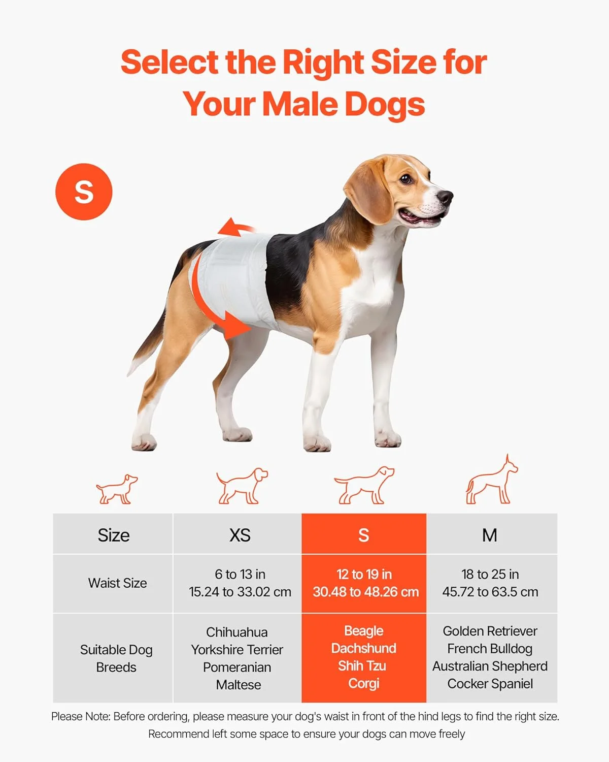 پوشک سگ نر یکبار مصرف VEVOR، پدهای فوق جاذب سگ نر، نوارهای شکمی 360 درجه ضد نشت با نشانگر رطوبت برای سگ های نر در دوره گرما، آموزش، بی اختیاری - سایز S، تعداد 96 عدد (2 بسته 48 تایی)