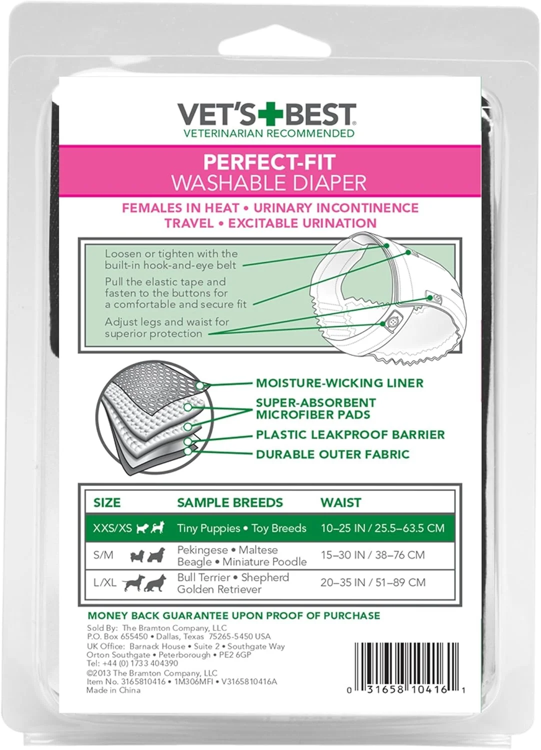 پوشک سگ ماده قابل شستشو وتز بست مدل Perfect Fit، سایز XX-Small/X-Small، یک عدد TBC-256