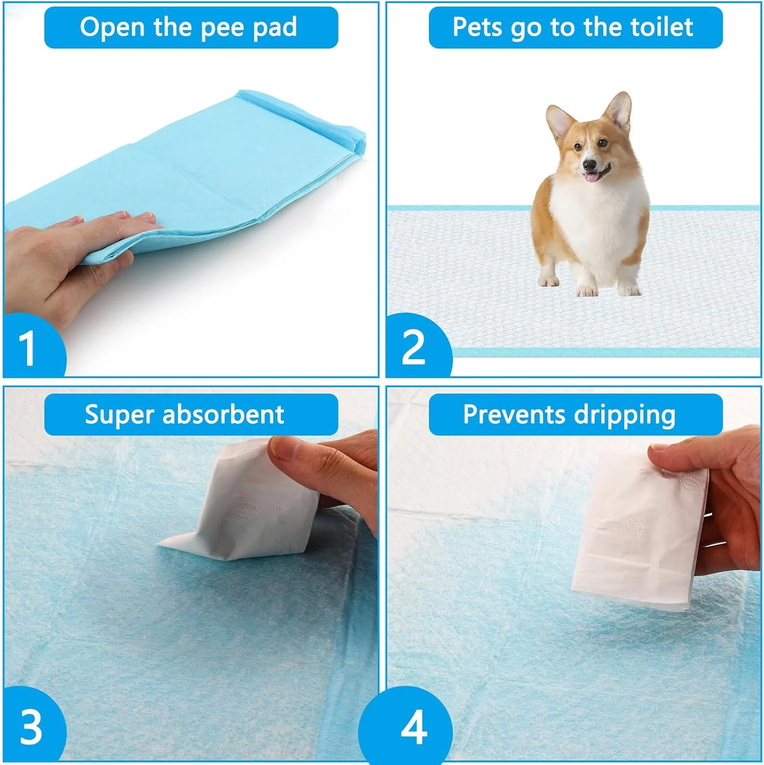 پدهای زیرانداز سگ Vexillic، بسته 100 عددی، 33 در 45 سانتی متر، پدهای آموزشی تنفسی برای سگ ها و توله سگ ها، ضد نشت