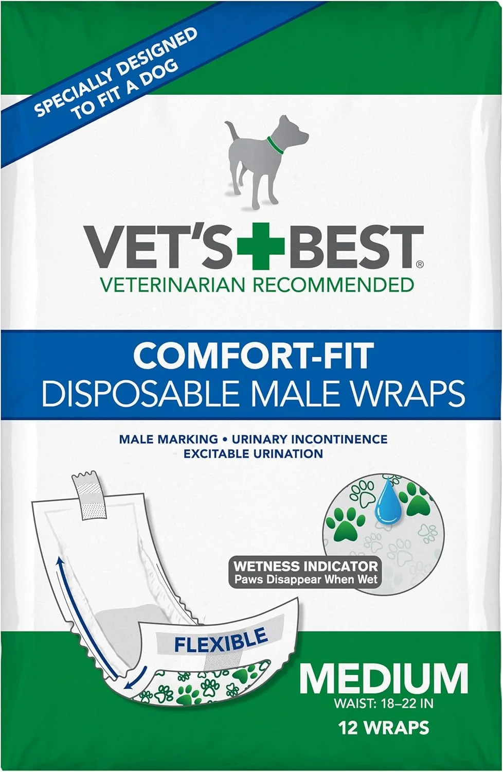 پوشک سگ نر یکبار مصرف وتس بست، سایز متوسط، 12 عدد