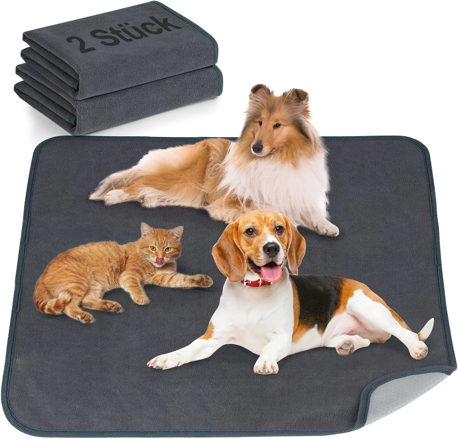 پد سگ وفیبی، بسته 2 عددی، 90x120 سانتی متر، پد بی اختیاری، پد قابل شستشو برای خوکچه هندی، سگ، توالت سگ قابل استفاده مجدد، فرش سگ، جذب سریع، ضد نشت، ضد لغزش