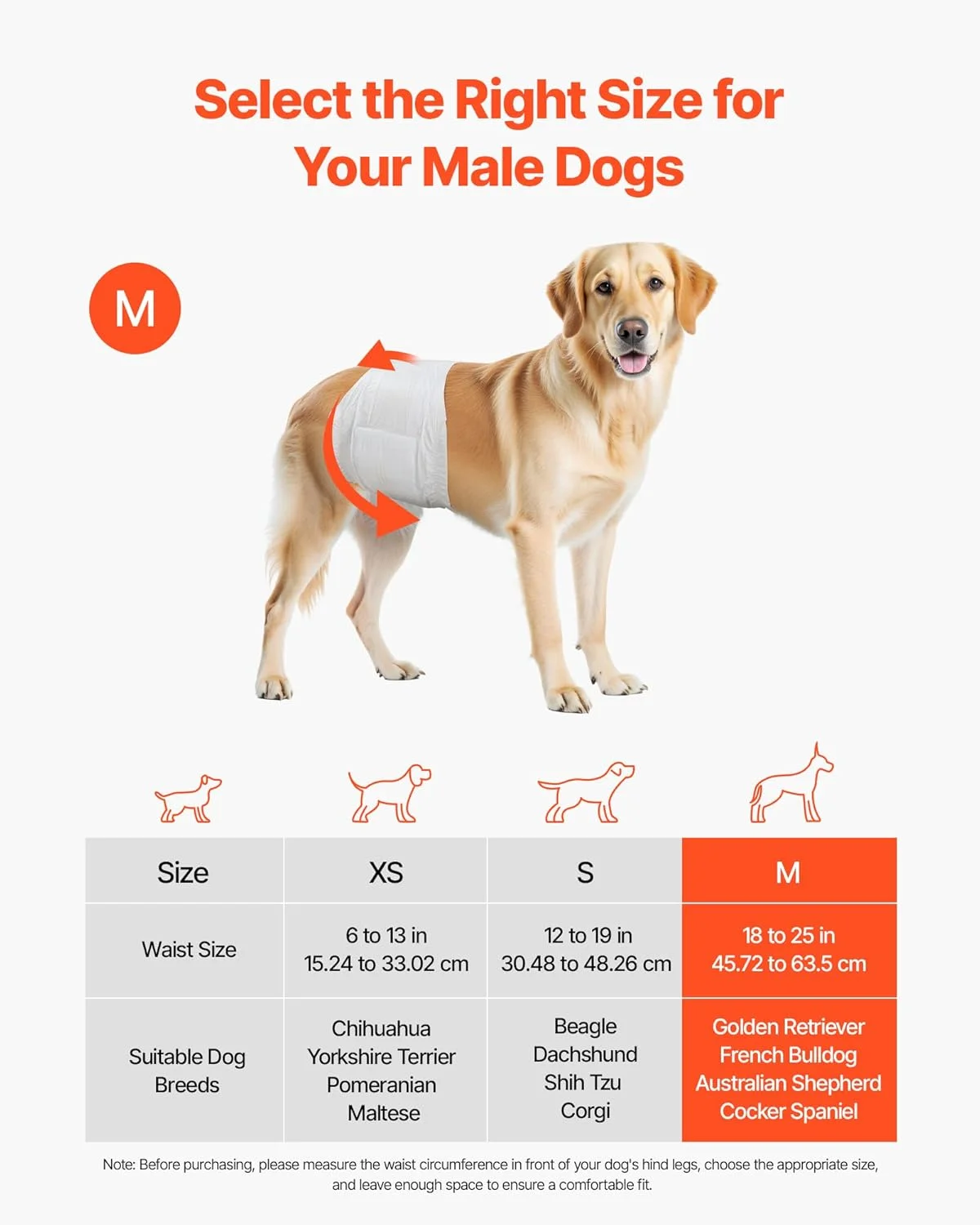 پوشک سگ نر یکبار مصرف VEVOR، پوشش های فوق العاده جاذب سگ نر، نوارهای شکمی 360 درجه ضد نشت با نشانگر رطوبت برای سگ های نر در گرما، آموزش، بی اختیاری - M، 96 عدد (2 بسته 48 تایی)