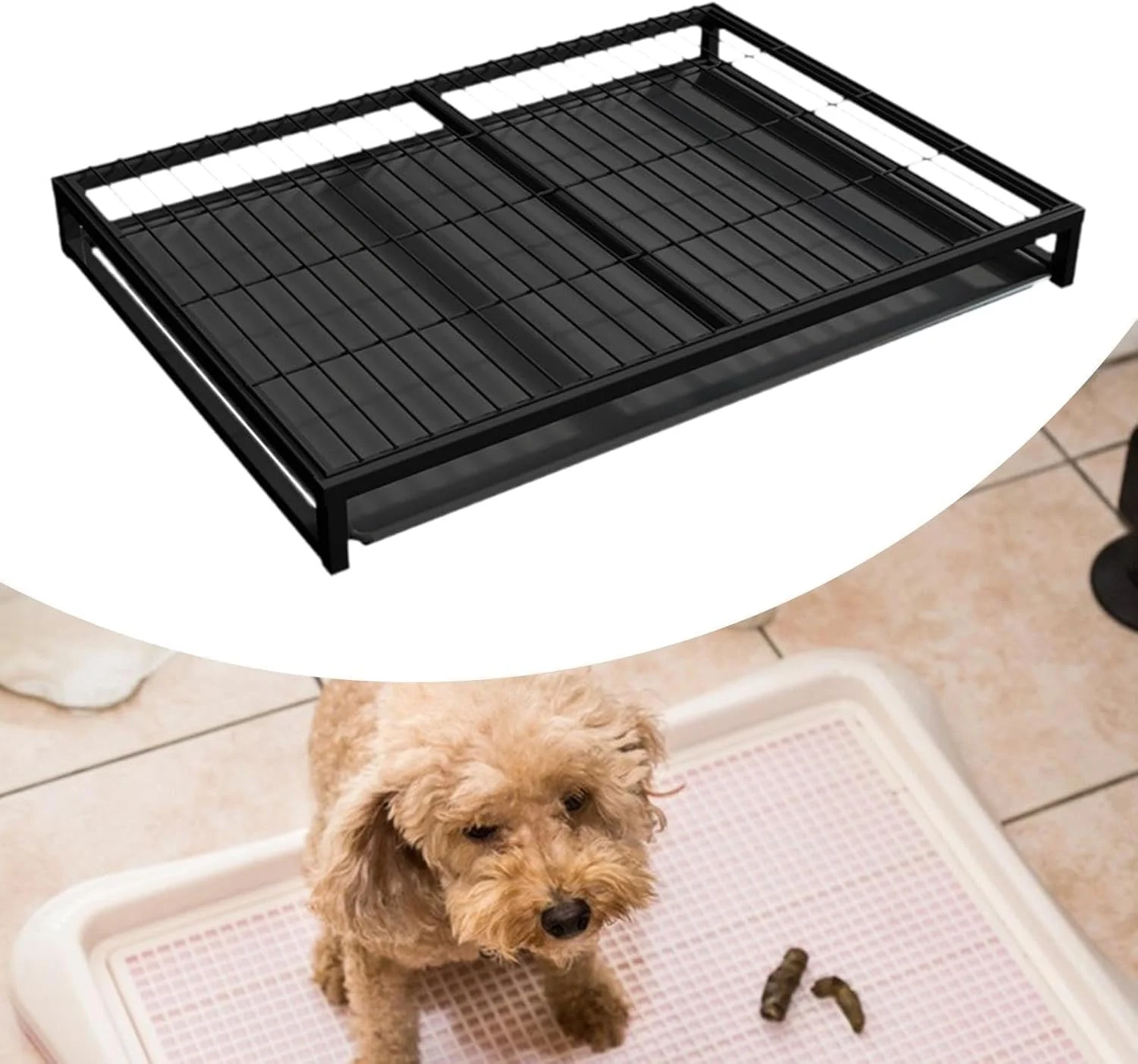 سینی توالت سگ، سینی آموزش ادرار سگ با توری، سینی آموزش ادرار قابل استفاده مجدد و بادوام، سایز متوسط (کوچک)