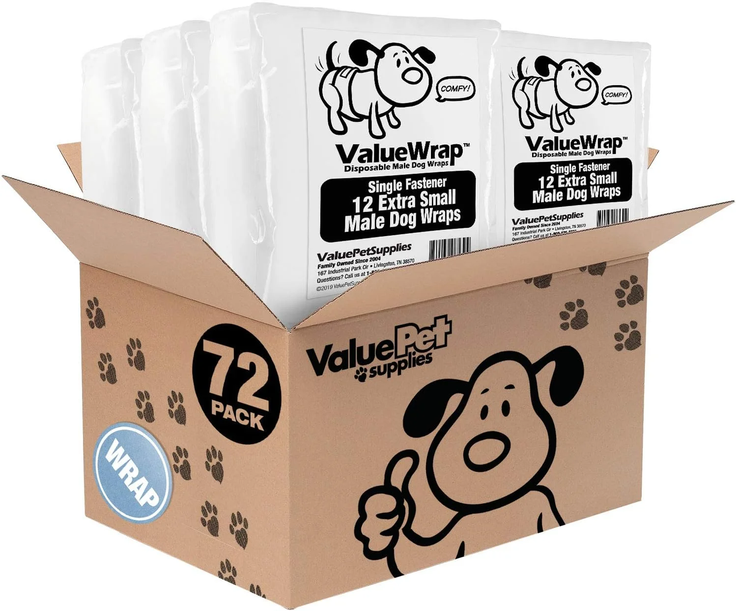 پوشک سگ نر یکبار مصرف ValueWrap، پوشک سگ، خیلی کوچک، 72 عدد - پوشش نر، بی اختیاری، بست بدون گیر کردن، محافظت در برابر نشت، نشانگر رطوبت پوشک سگ نر یکبار مصرف ValueWrap، پوشک سگ، خیلی کوچک، 72 عدد - پوشش نر، بی اختیاری، بست بدون گیر کردن، محافظت در برابر نشت، نشانگر رطوبت
