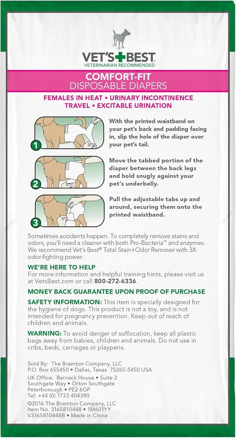 پوشک سگ ماده راحت وتز بست | یکبار مصرف، جاذب با قابلیت ضد نشت سایز بزرگ/خیلی بزرگ 12 عددی پوشک سگ ماده راحت وتز بست | یکبار مصرف، جاذب با قابلیت ضد نشت سایز بزرگ/خیلی بزرگ 12 عددی