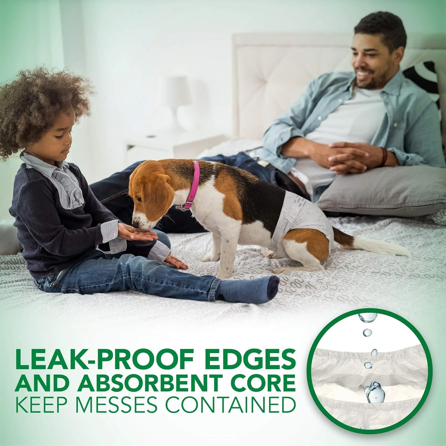 پوشک سگ یکبار مصرف راحت Vet's Best | پوشک سگ ماده یکبار مصرف | جاذب با قابلیت ضد نشت | سایز متوسط، 30 عدد، سفید