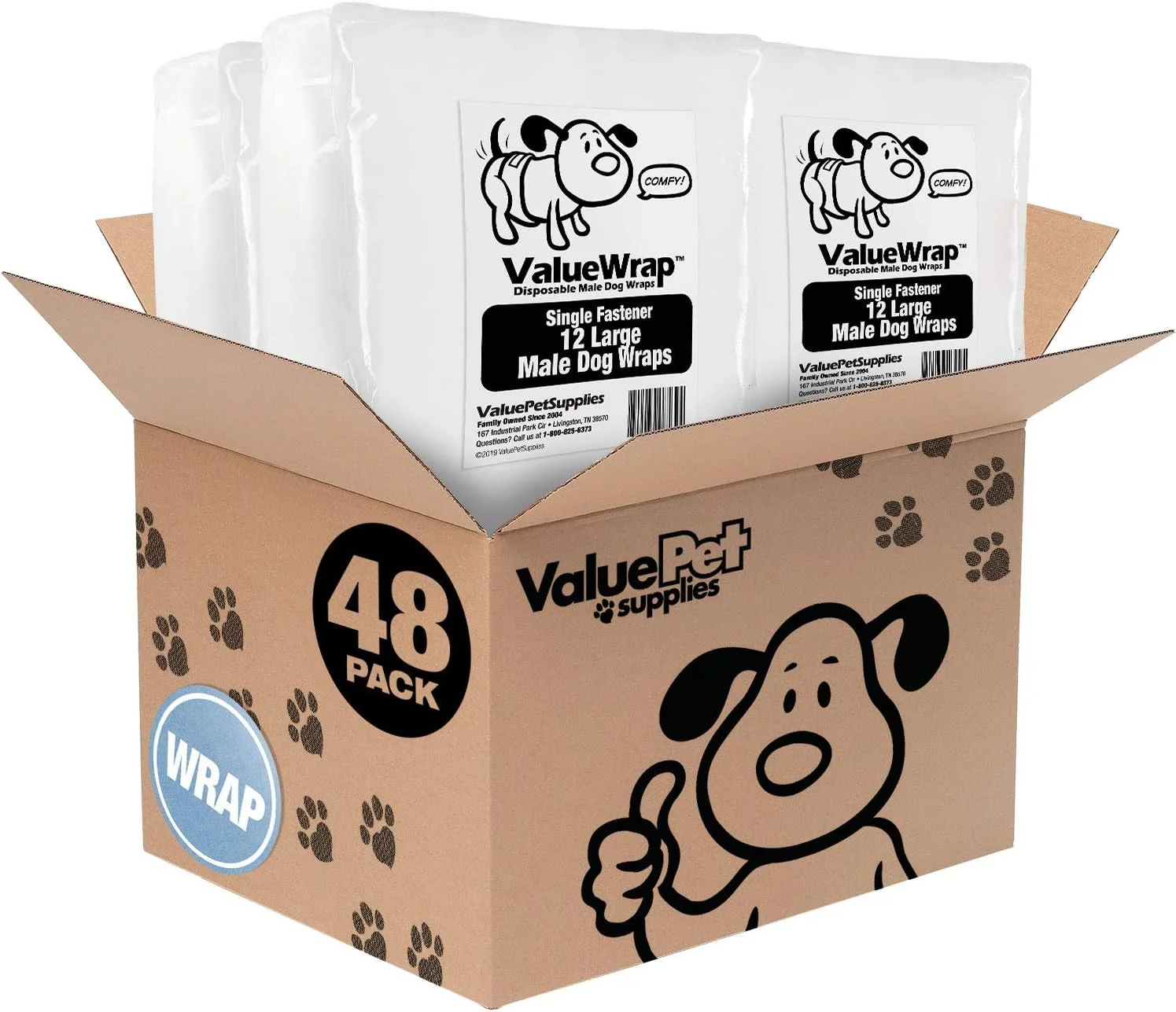 پوشک سگ نر ValueWrap، یک زبانه، بزرگ، 48 عدد