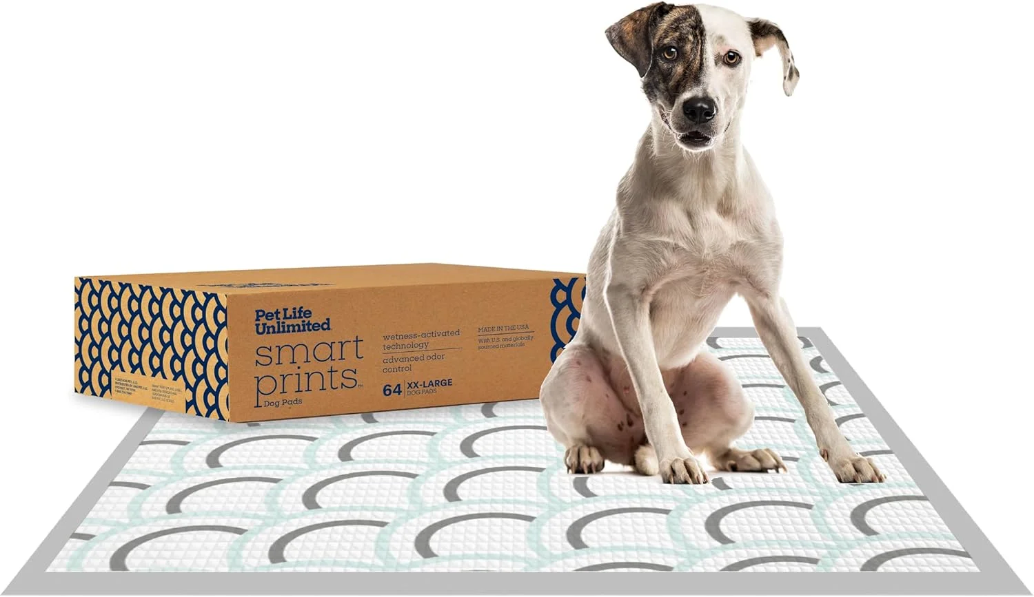 پدهای ادرار سگ بسیار بزرگ پت لایف آنلیمیتد مدل Smart Prints - سایز 76 در 91 سانتی متر، 64 عددی (XXL) | پدهای شیک آموزش سگ با رایحه شکوفه ماگنولیا فعال شونده با رطوبت و کنترل کننده بو | ساخت آمریکا