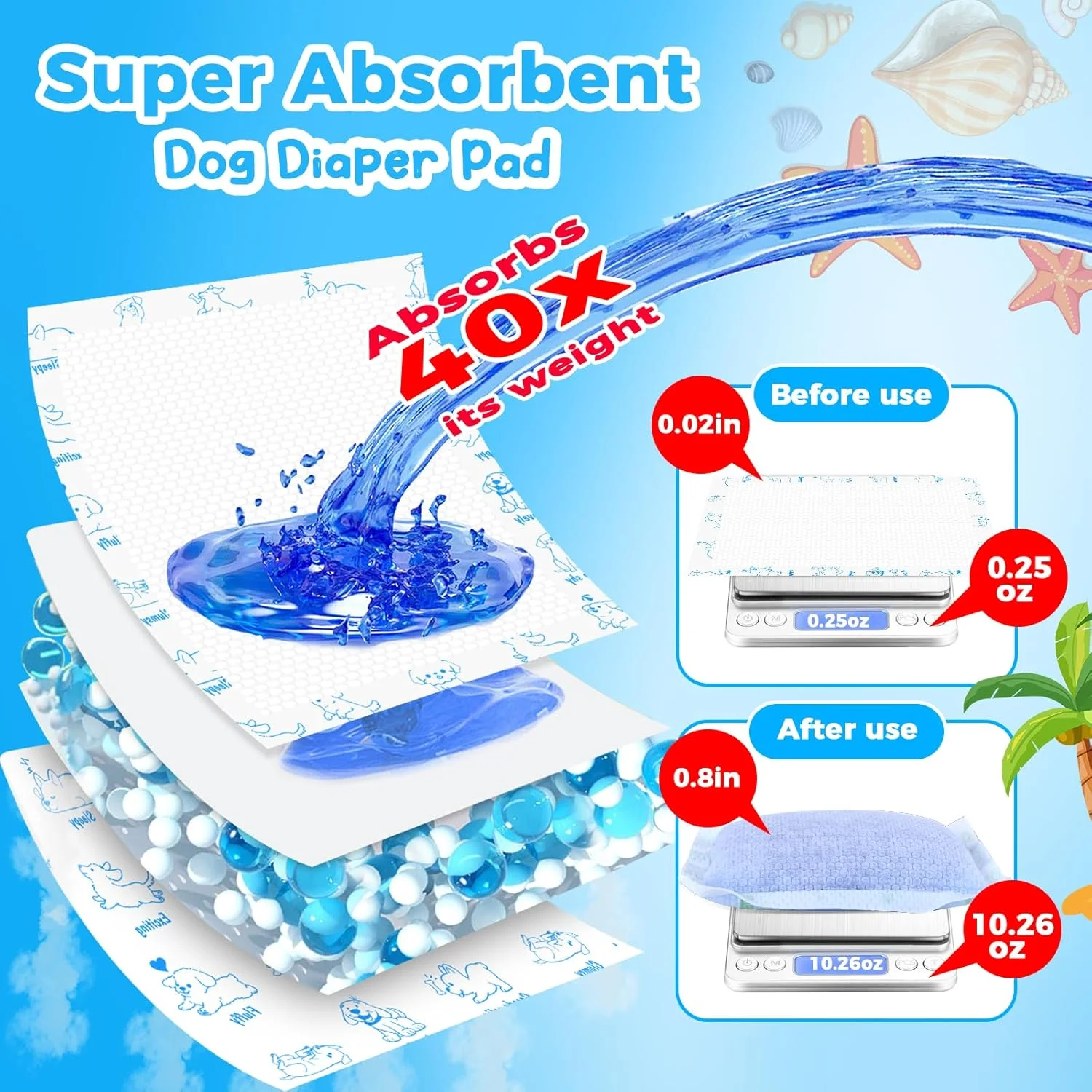 پدهای پوشک سگ برای سگ های نر و ماده، 150 عددی، خشک شدن سریع و پدهای تقویت کننده پوشک یکبار مصرف فوق العاده جاذب برای باندهای شکمی، پوشش ها و شورت های قاعدگی سگ (معمولی)