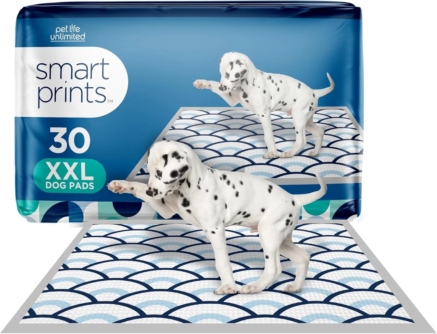 پدهای آموزشی سگ Pet Life Unlimited Smart Prints XXL | پدهای سگ | پدهای آموزش ادرار | خوشبو کننده فعال شده با پنجه برای کنترل بو | فوق العاده جاذب | ضد نشت | ساخت آمریکا | 76.2 سانتی متر در 91.44 سانتی متر | 30 عدد