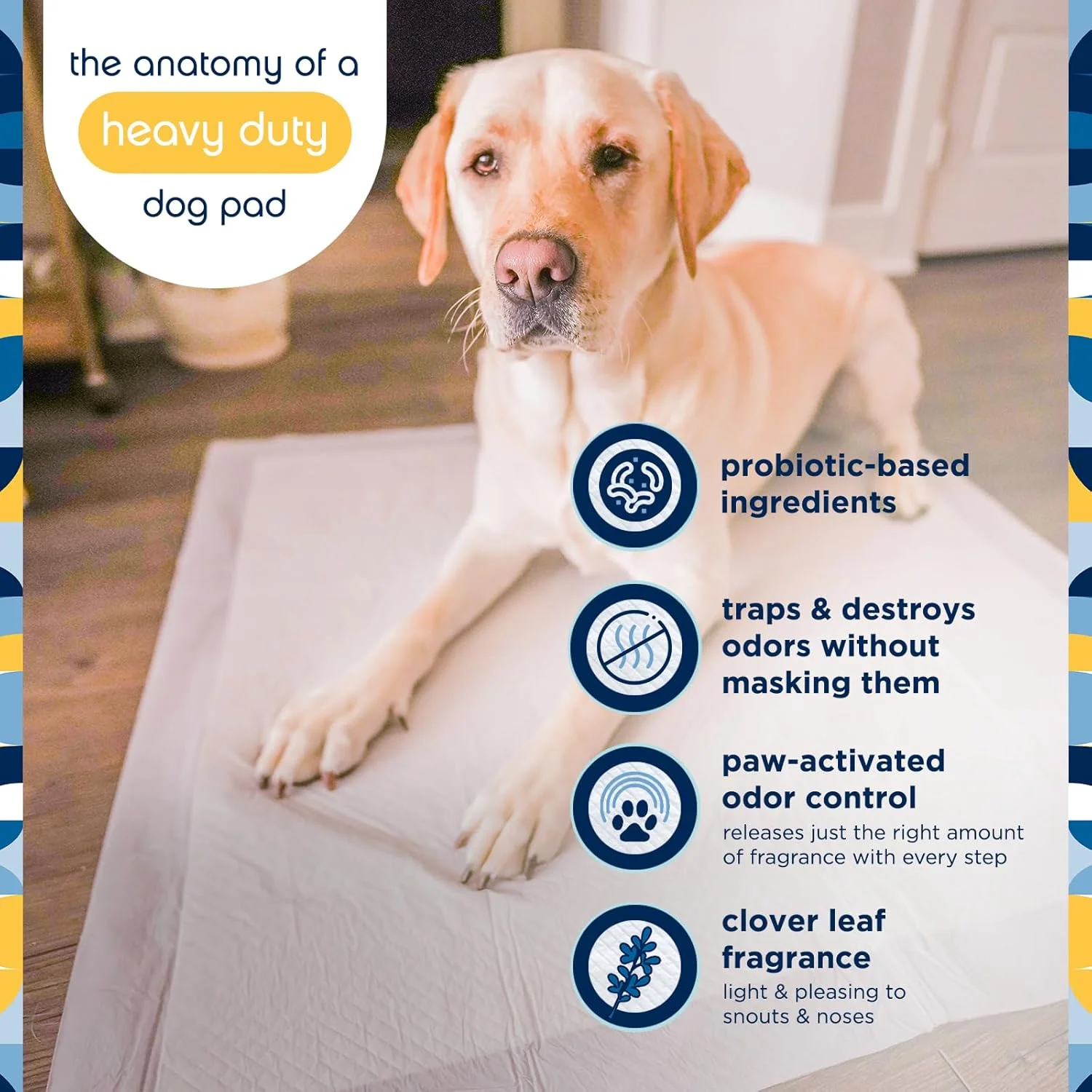 پدهای آموزشی سگ بسیار مقاوم Pet Life Unlimited سایز 3XL | پدهای سگ | پدهای آموزش ادرار | کنترل بوی قوی با رایحه فعال شونده با پنجه | فوق العاده جاذب | ضد نشت | ساخت آمریکا | 91.44 در 91.44 سانتی متر | 25 عدد