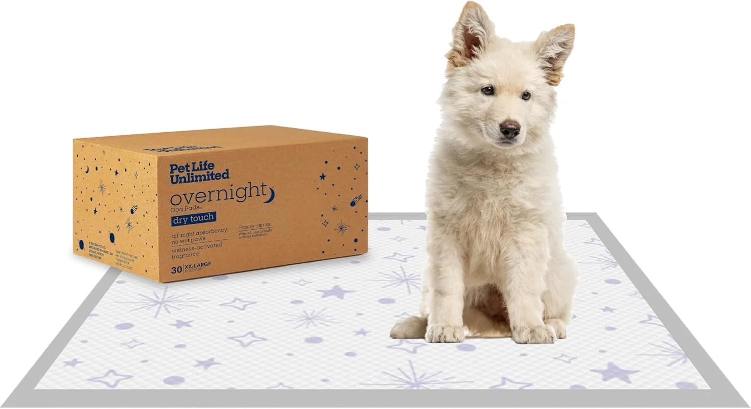 پدهای سگ فوق العاده بزرگ یک شبه پت لایف آنلیمیتد - 76cm x 91cm، بسته 30 عددی (XXL) | پدهای آموزش سگ شیک با رایحه یاس و عسل فعال شونده با رطوبت و کنترل کننده بو | ساخت آمریکا