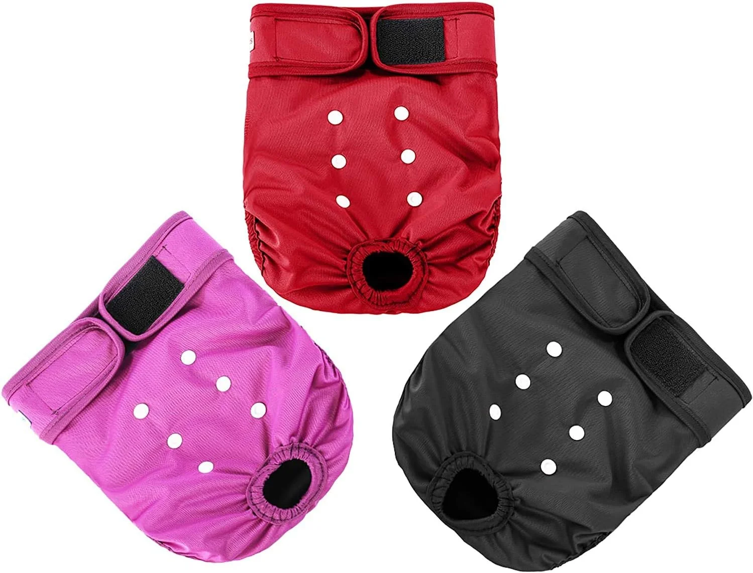 پوشک سگ زنانه و مردانه قابل شستشو یونیورسال هپی شاپر (3 عددی) UHS بسیار جاذب، پوشک سگ پریمیوم قابل استفاده مجدد، لباس زیر سگ - سایز XXL - قرمز، بنفش، مشکی